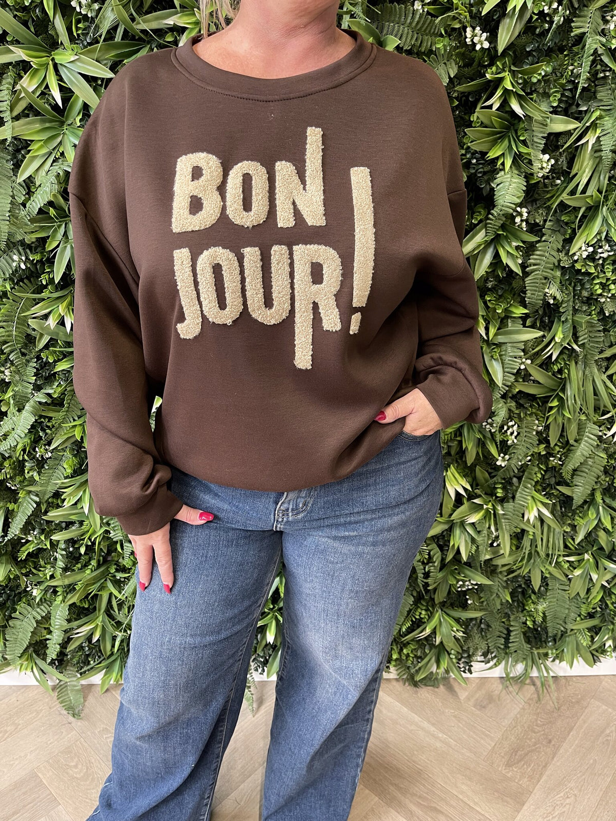 Sweater bonjour donkerbruin