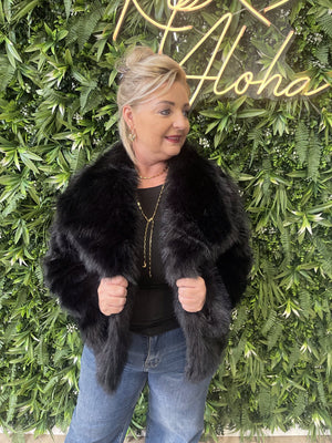 Fake fur jas zwart