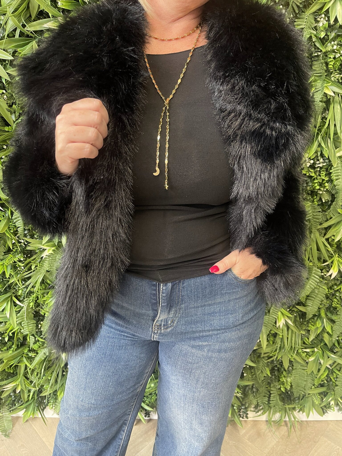 Fake fur jas zwart