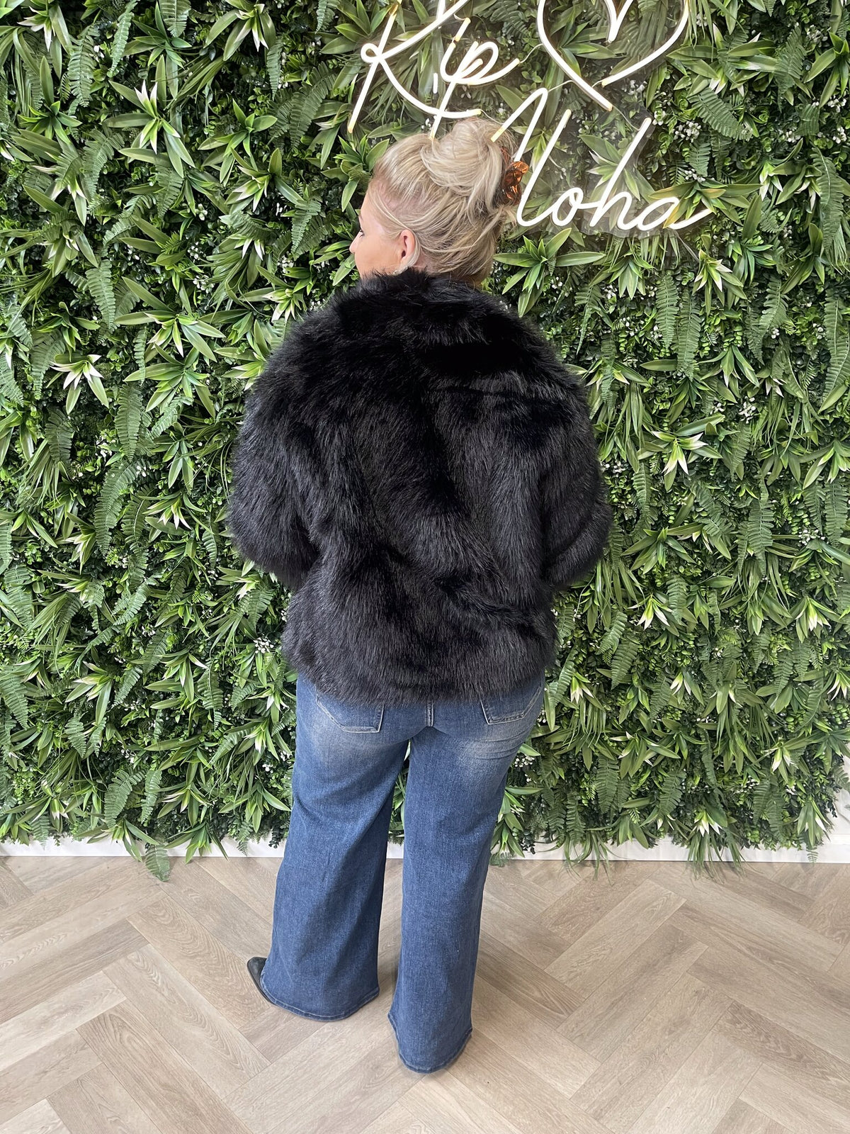 Fake fur jas zwart