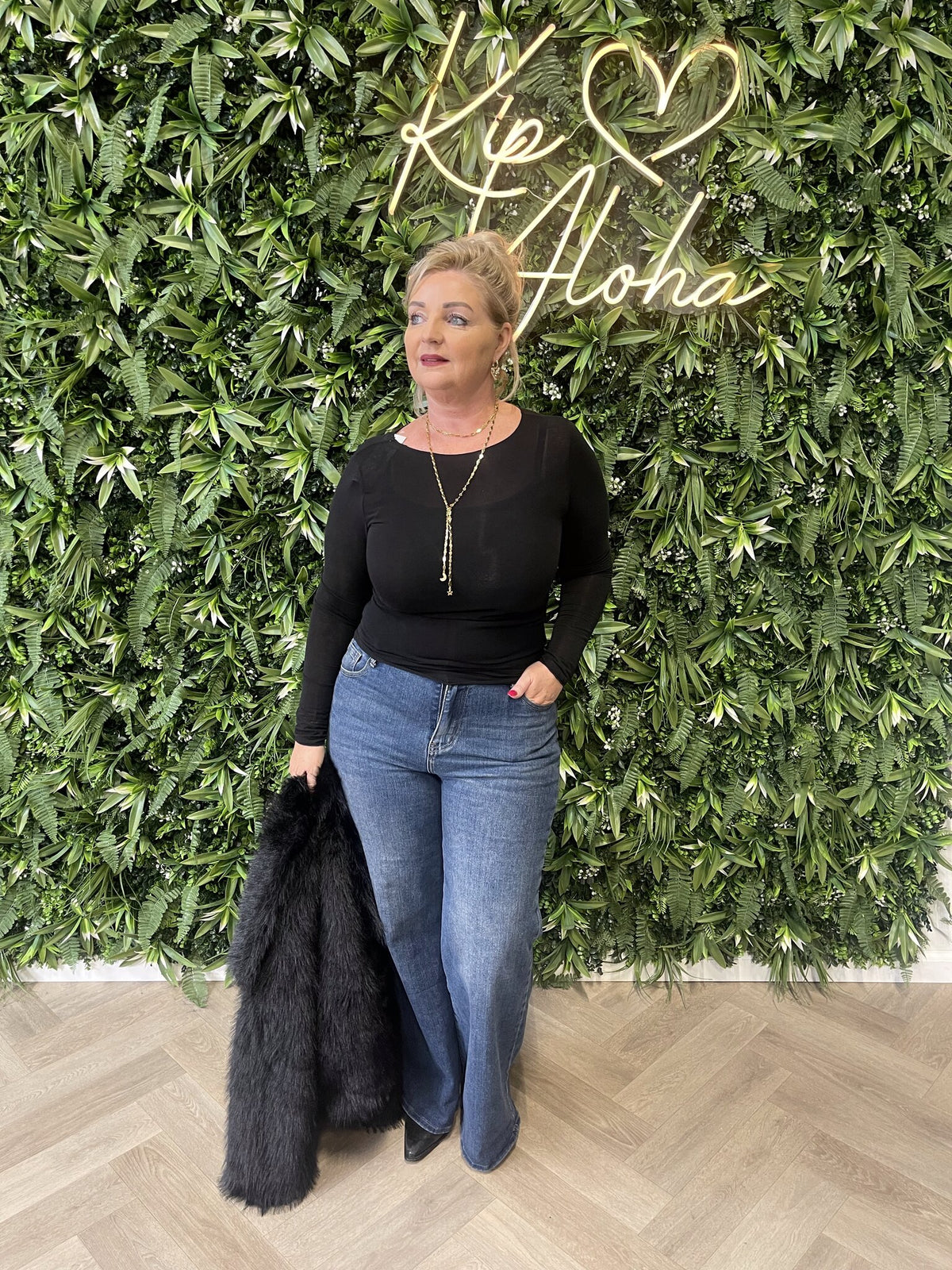 Basic mesh top zwart