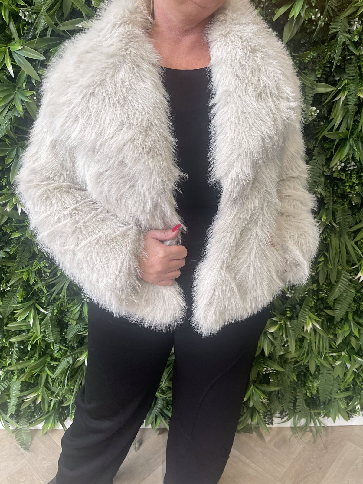 Fake fur jas grijs
