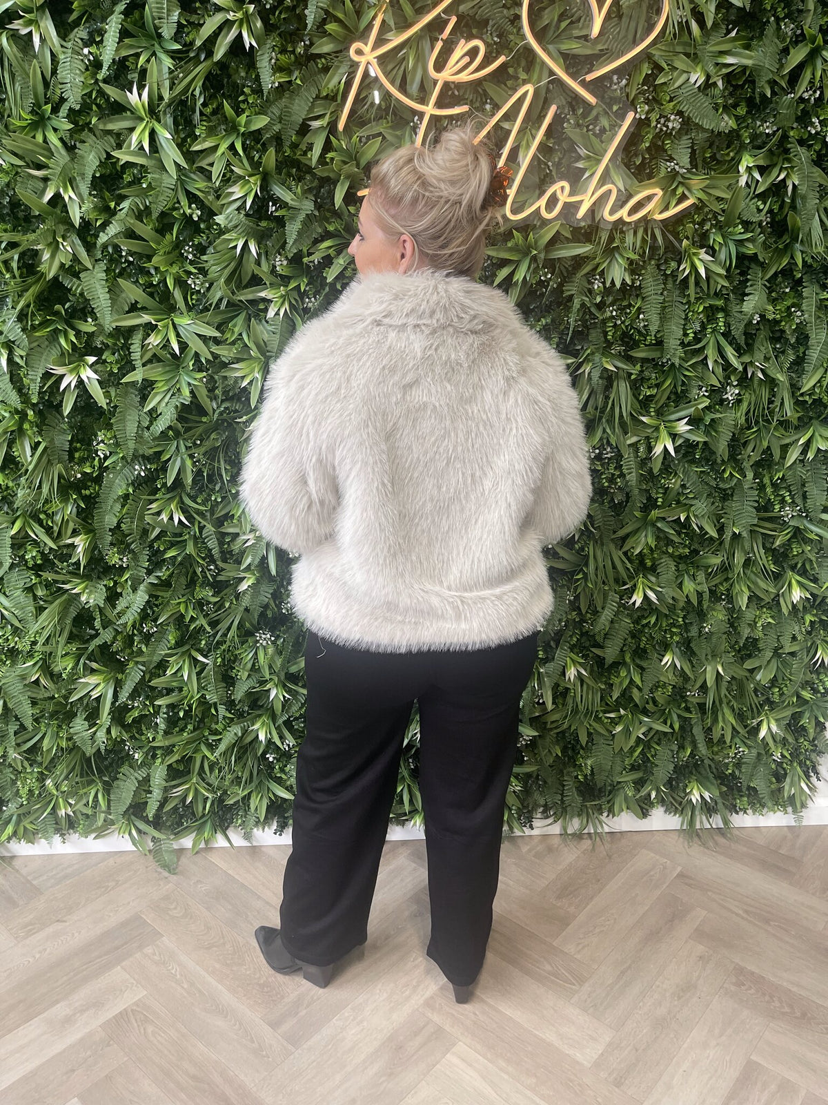 Fake fur jas grijs