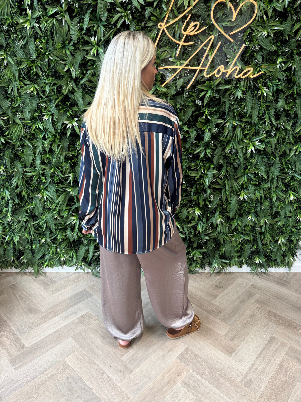 Silky broek met aantrekkoord taupe