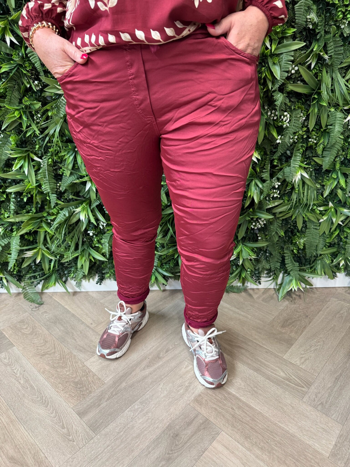 Stretchbroek silky bordeaux