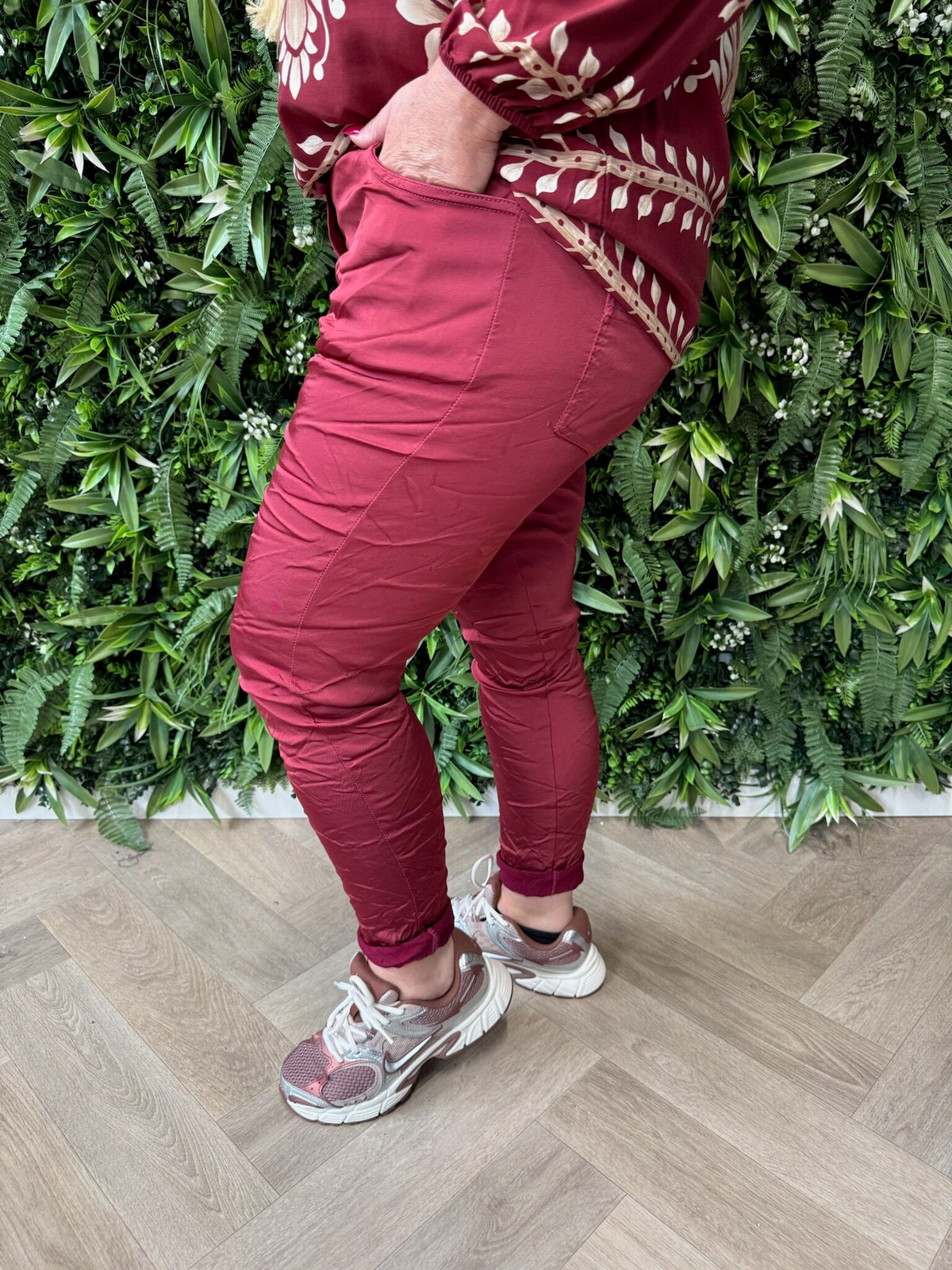 Stretchbroek silky bordeaux