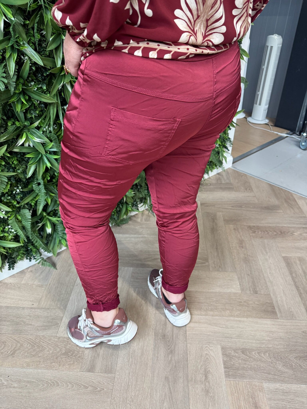 Stretchbroek silky bordeaux