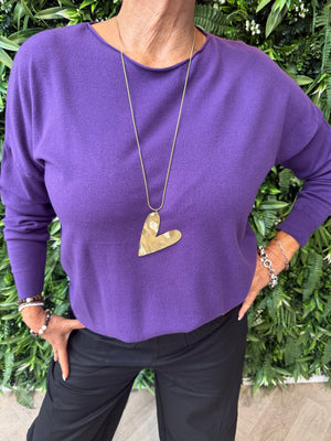 Lange stainless steel ketting met hart goud