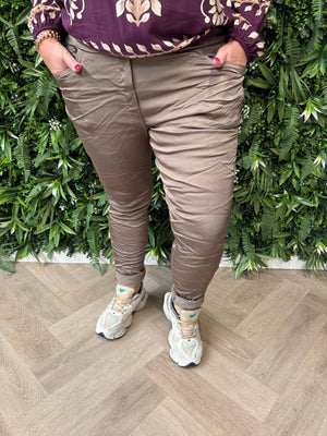 Stretchbroek silky taupe
