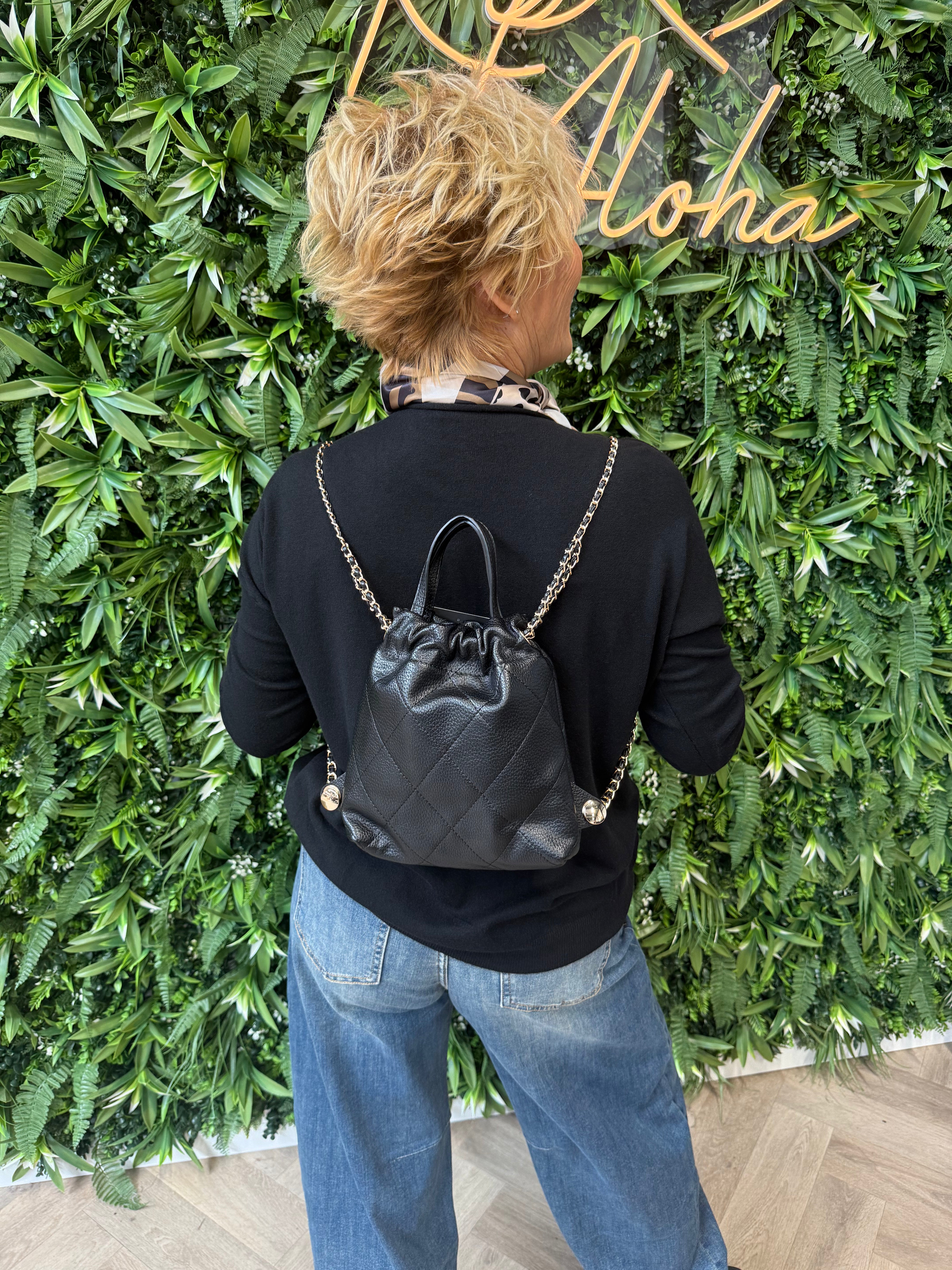 Tas met gevlochten ketting riem zwart