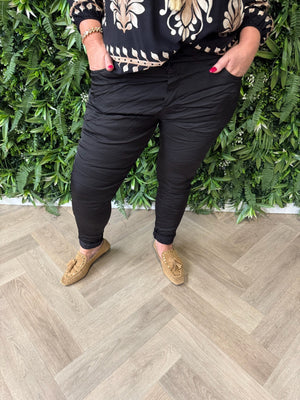 Stretchbroek silky zwart