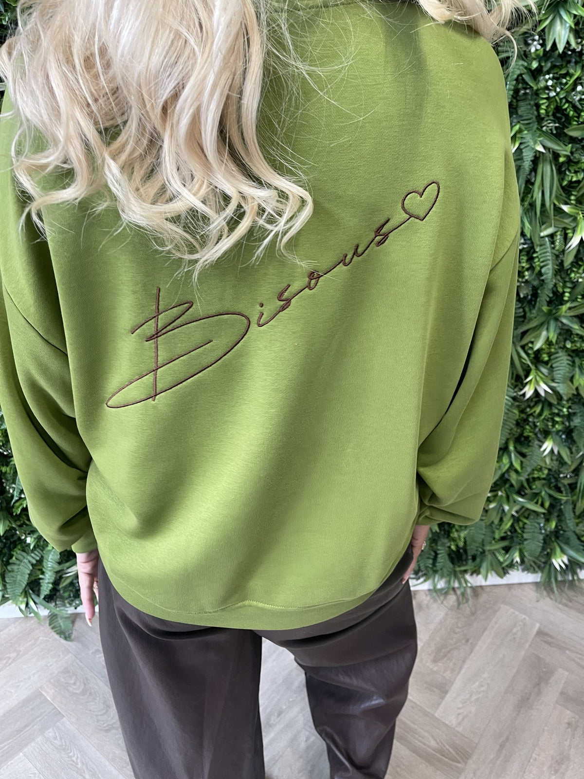 Sweater Bisous uni groen