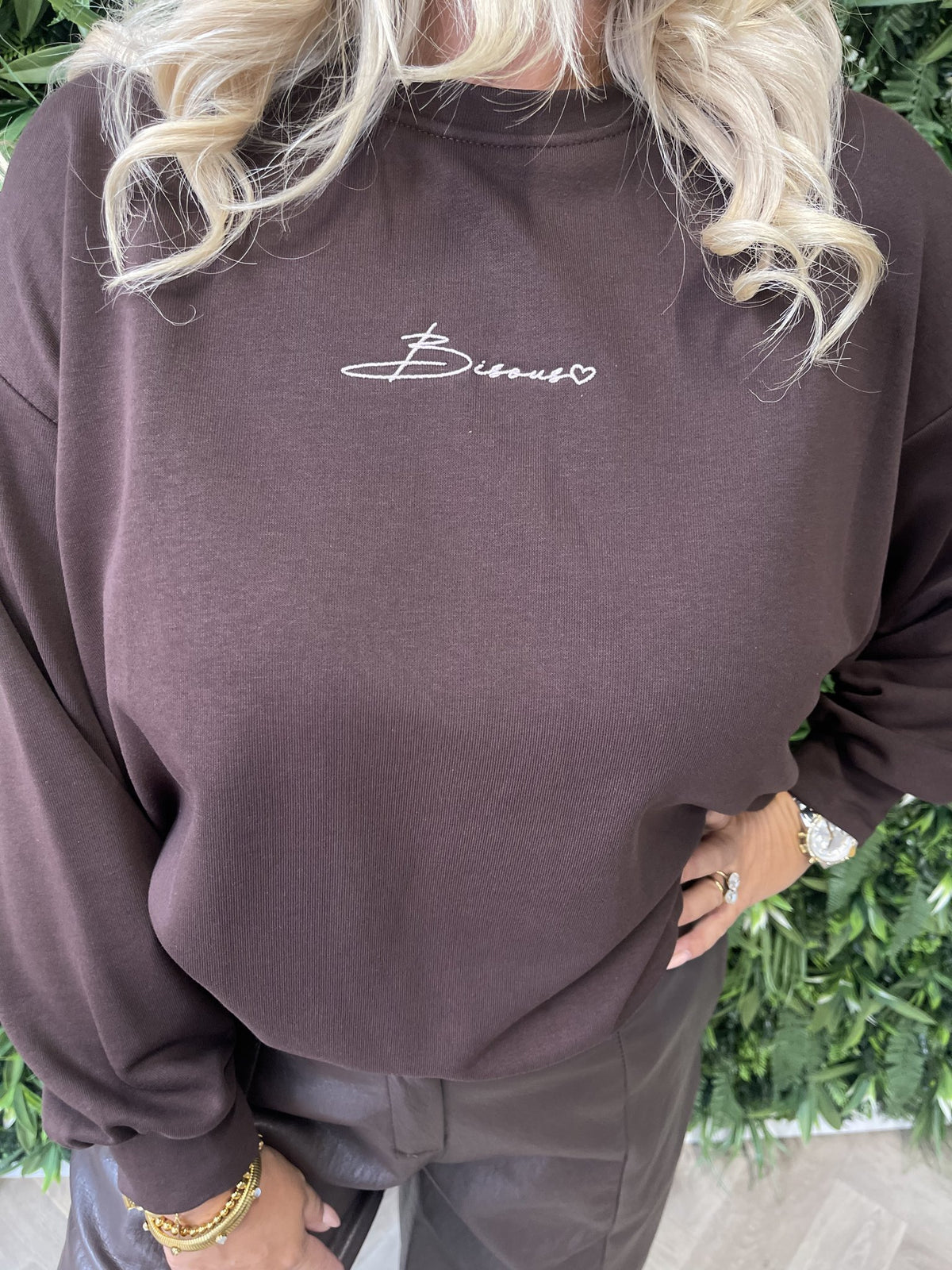 Sweater Bisous uni donkerbruin