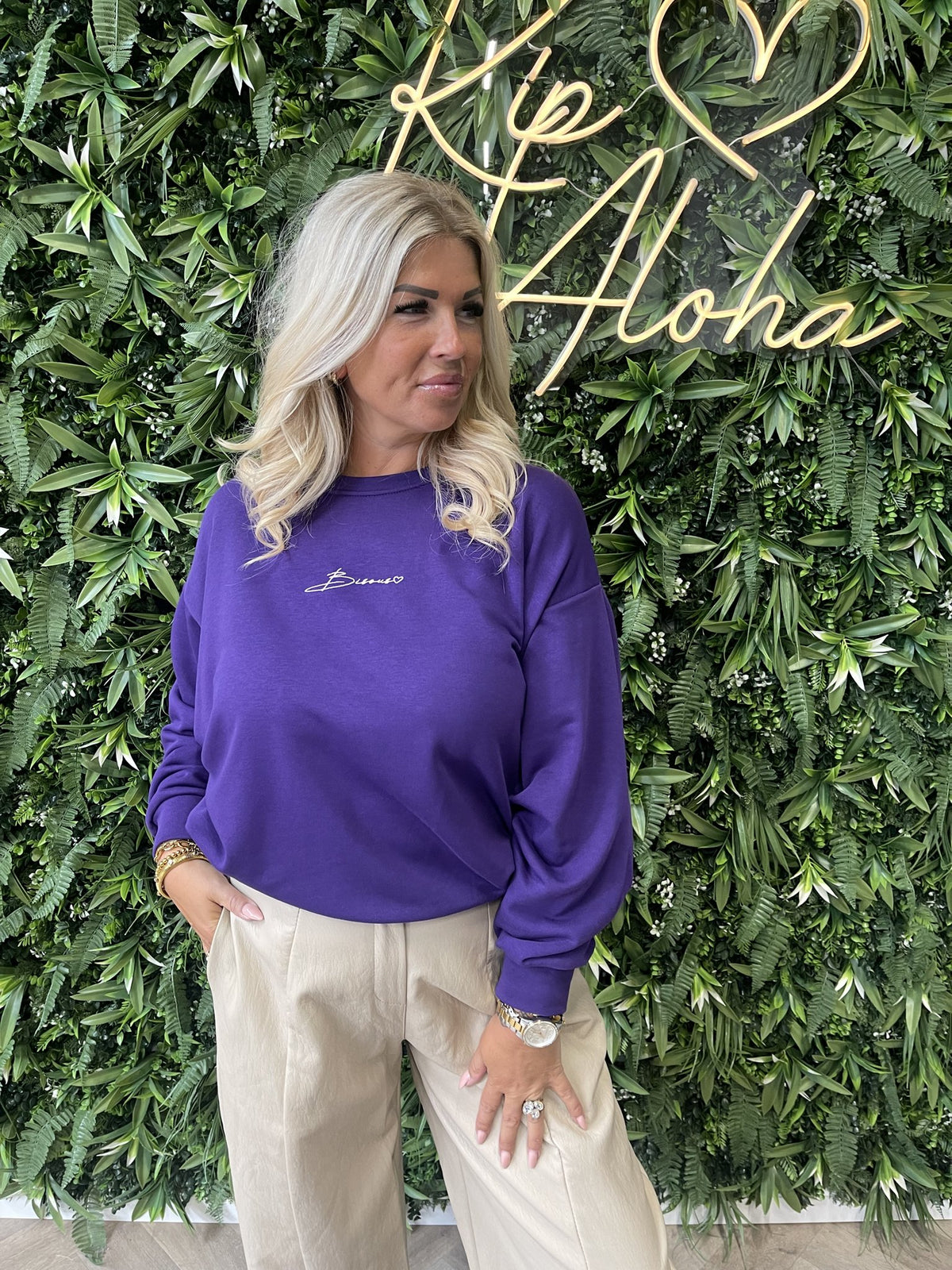 Sweater Bisous uni paars