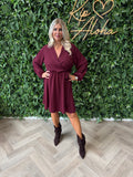 Jurk wafelstof bordeaux