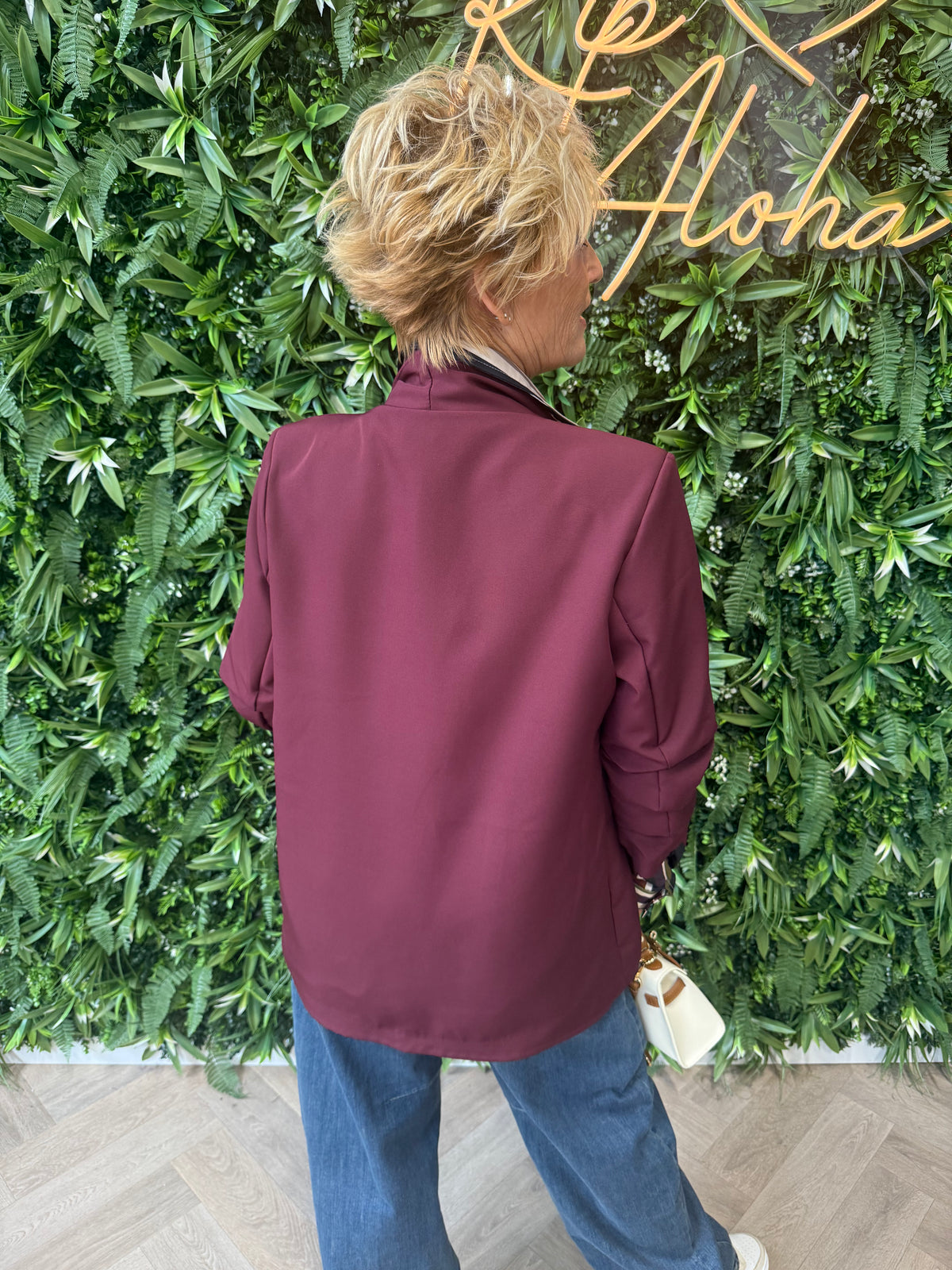Blazer uni ophaalmouwen bordeaux