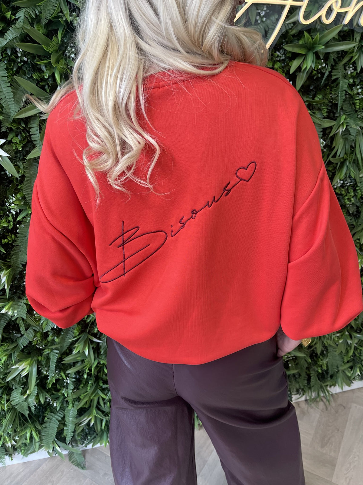 Sweater Bisous uni rood