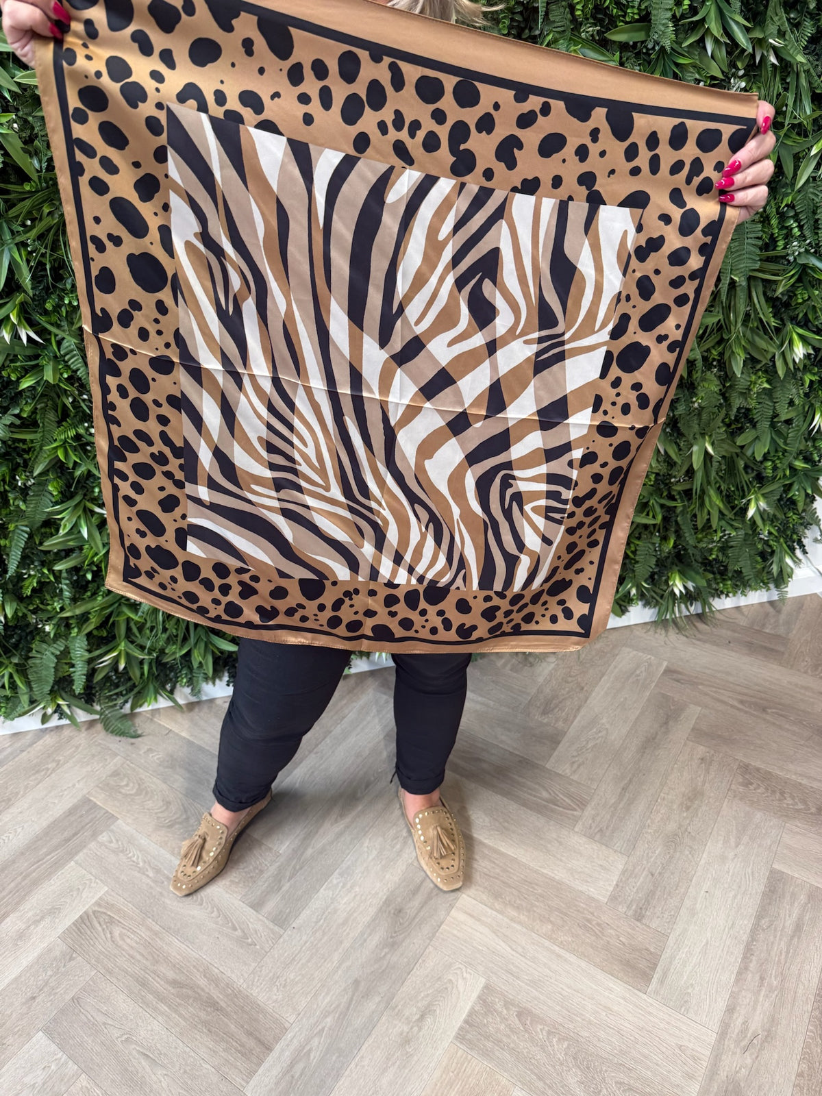 Kort sjaaltje safari print camel