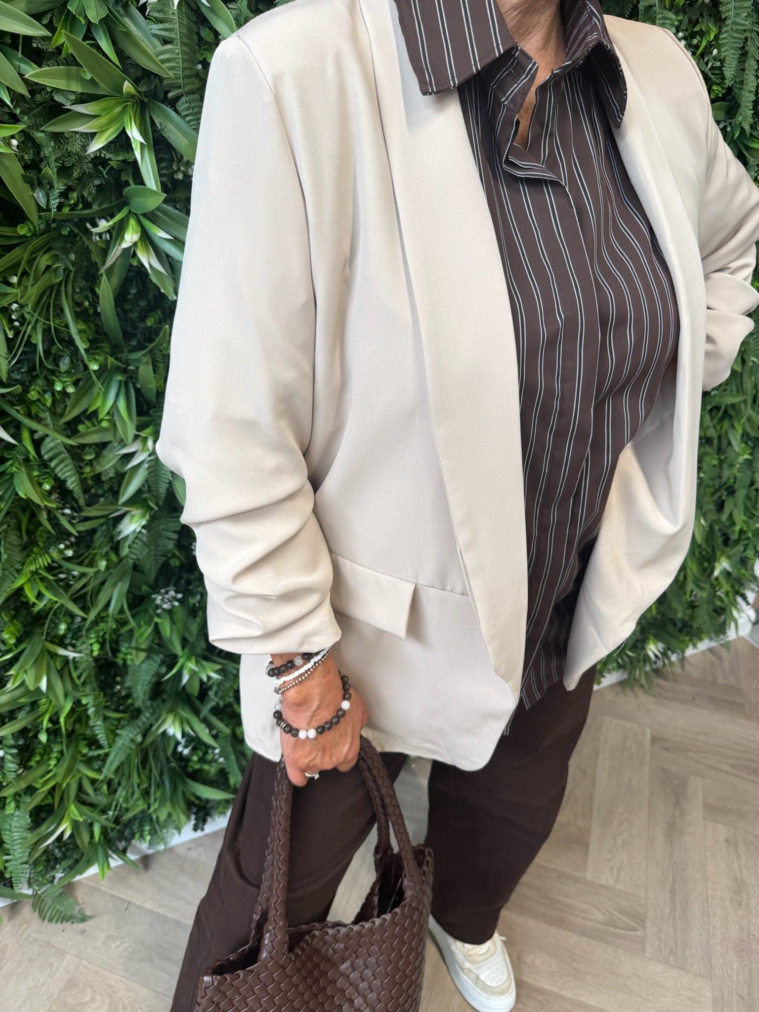 Blazer uni ophaalmouwen beige