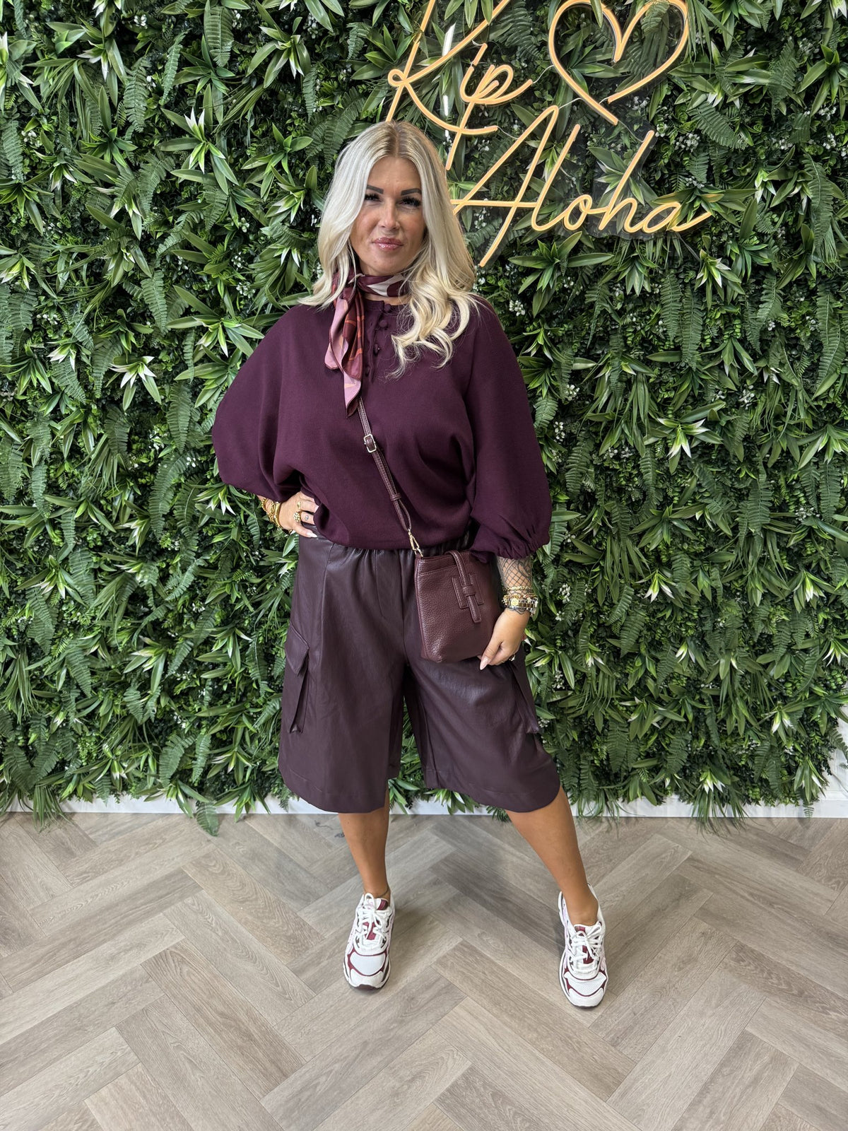 Bermuda cargo leatherlook aubergine