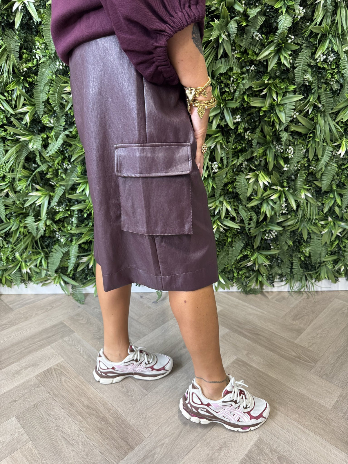Bermuda cargo leatherlook aubergine