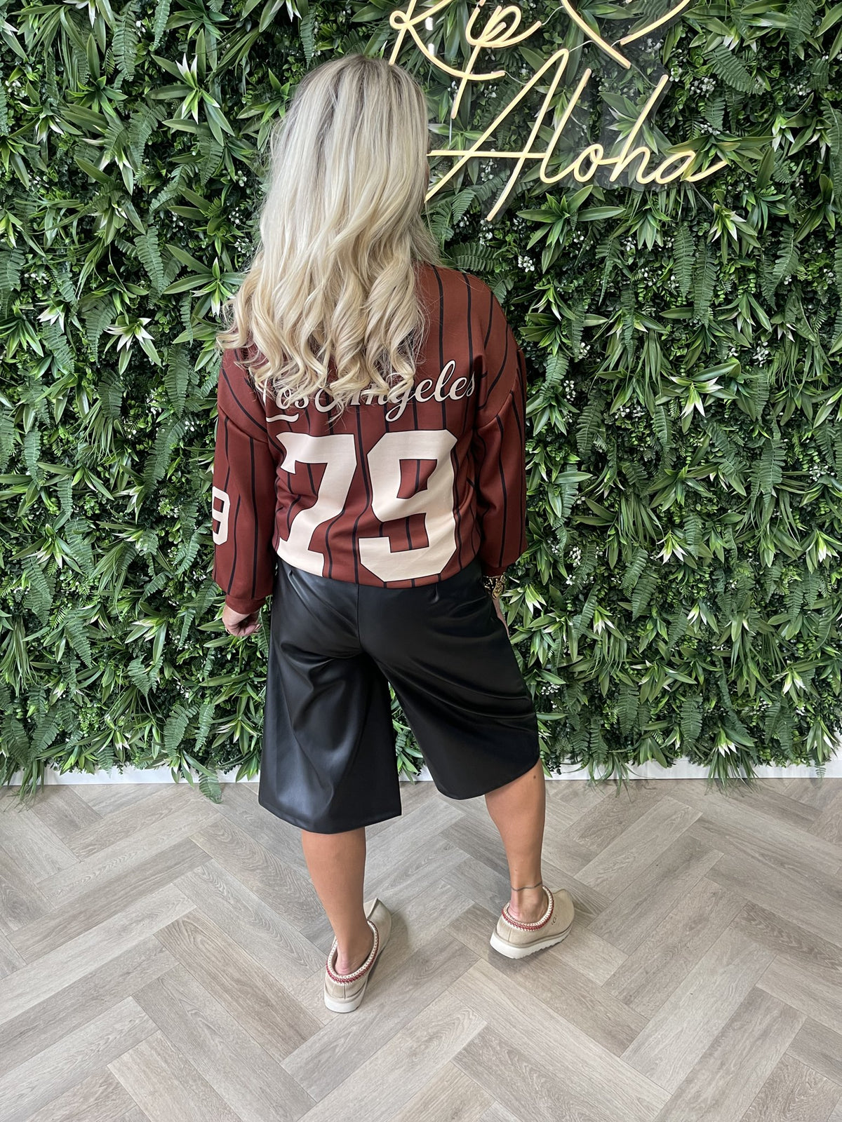 Leatherlook bermuda zwart