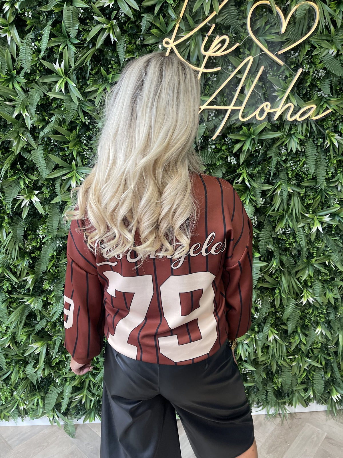 Sweater fijne streepjes LA 79 roestbruin