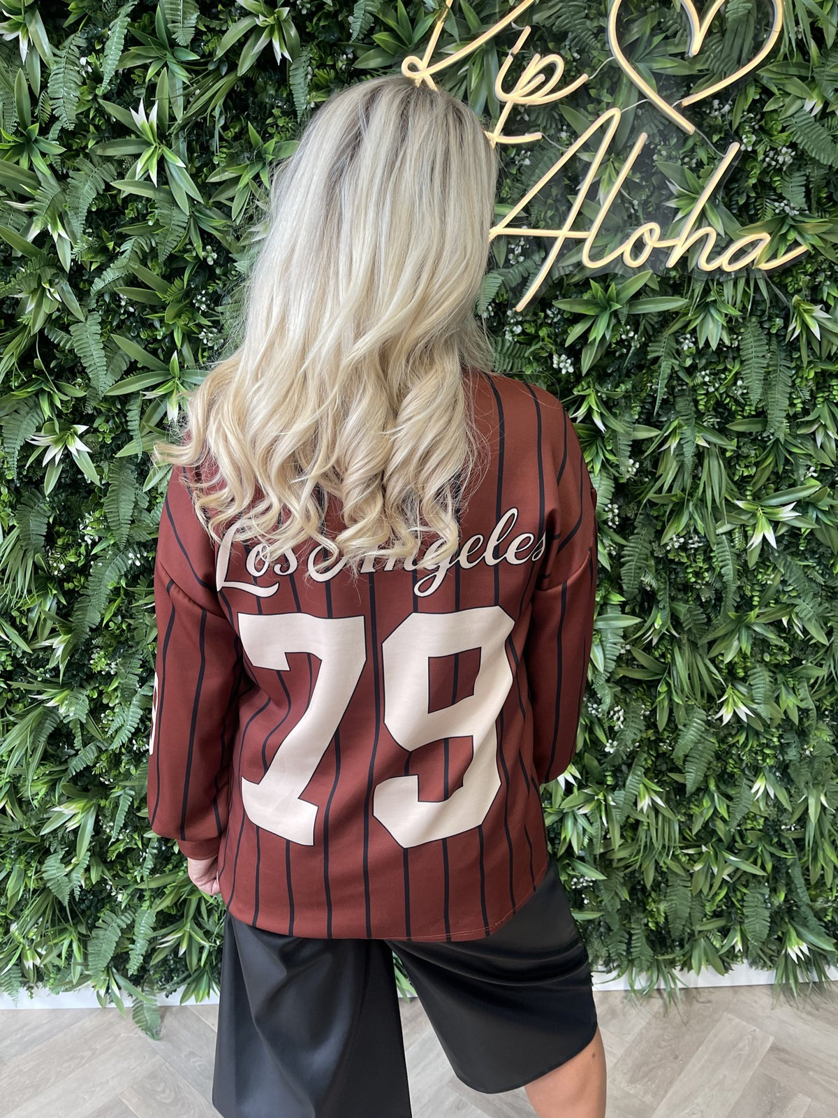 Sweater fijne streepjes LA 79 roestbruin