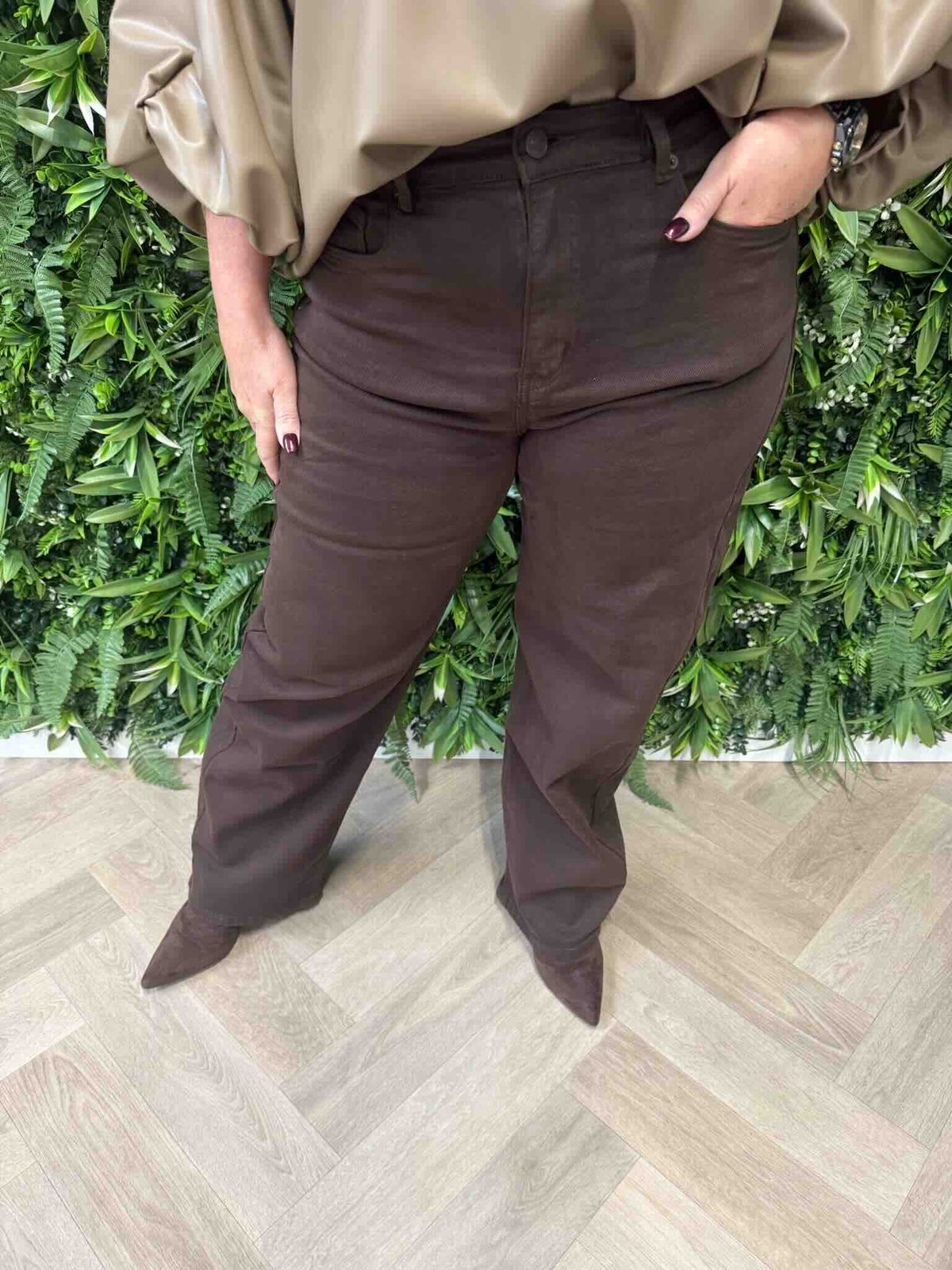 Jewelly balloon fit jeans donkerbruin