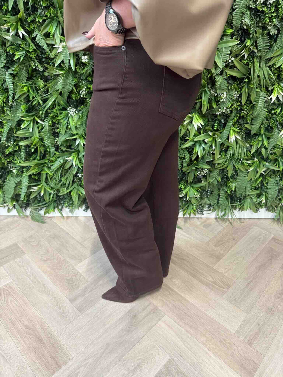 Jewelly balloon fit jeans donkerbruin