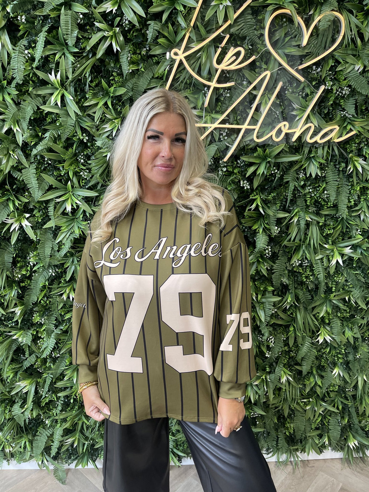 Sweater fijne streepjes LA 79 lime