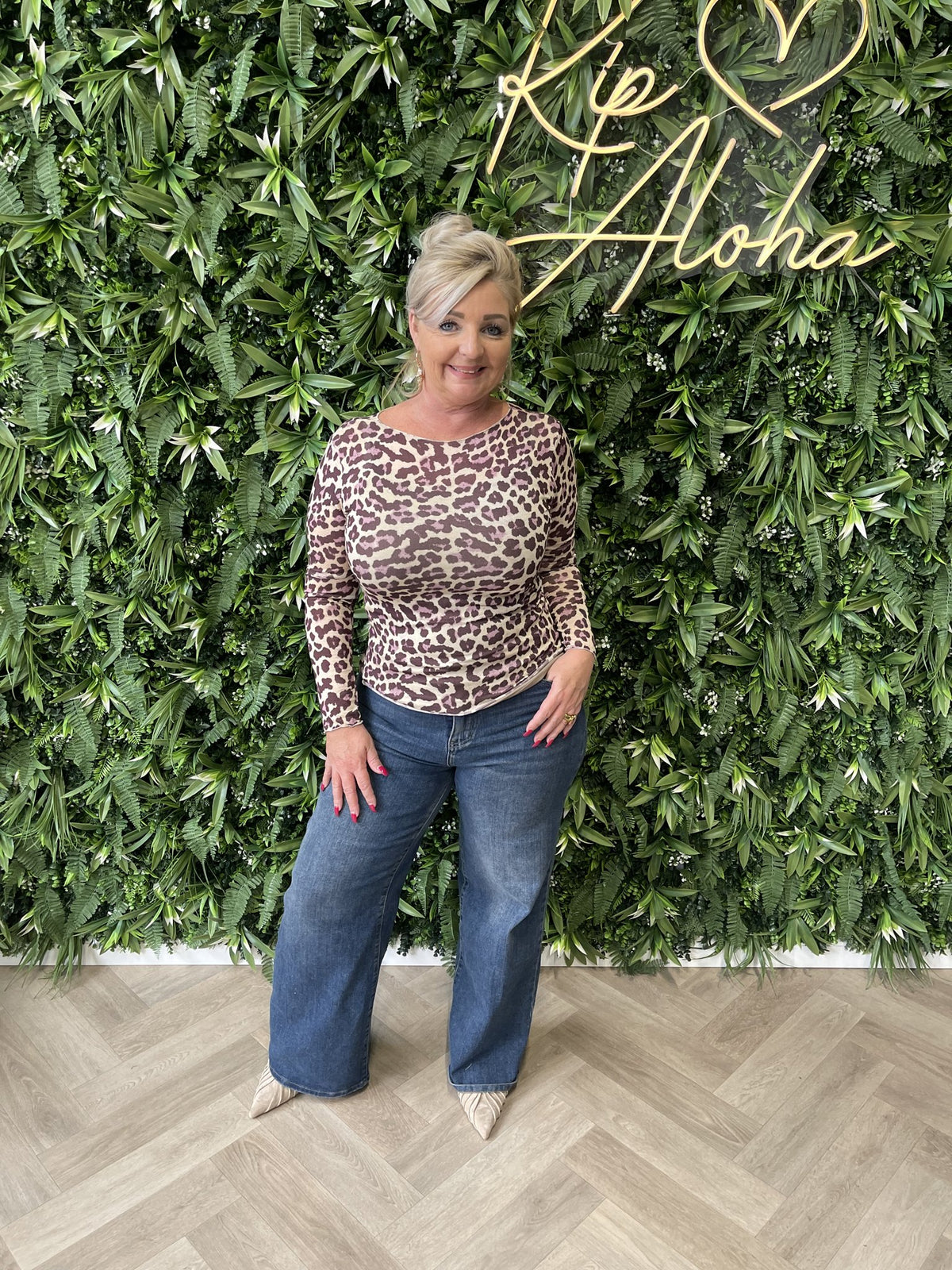 Mesh top panterprint lila