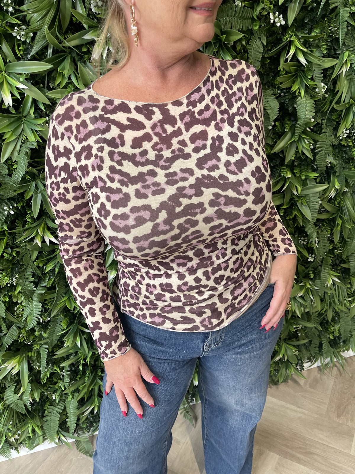 Mesh top panterprint lila