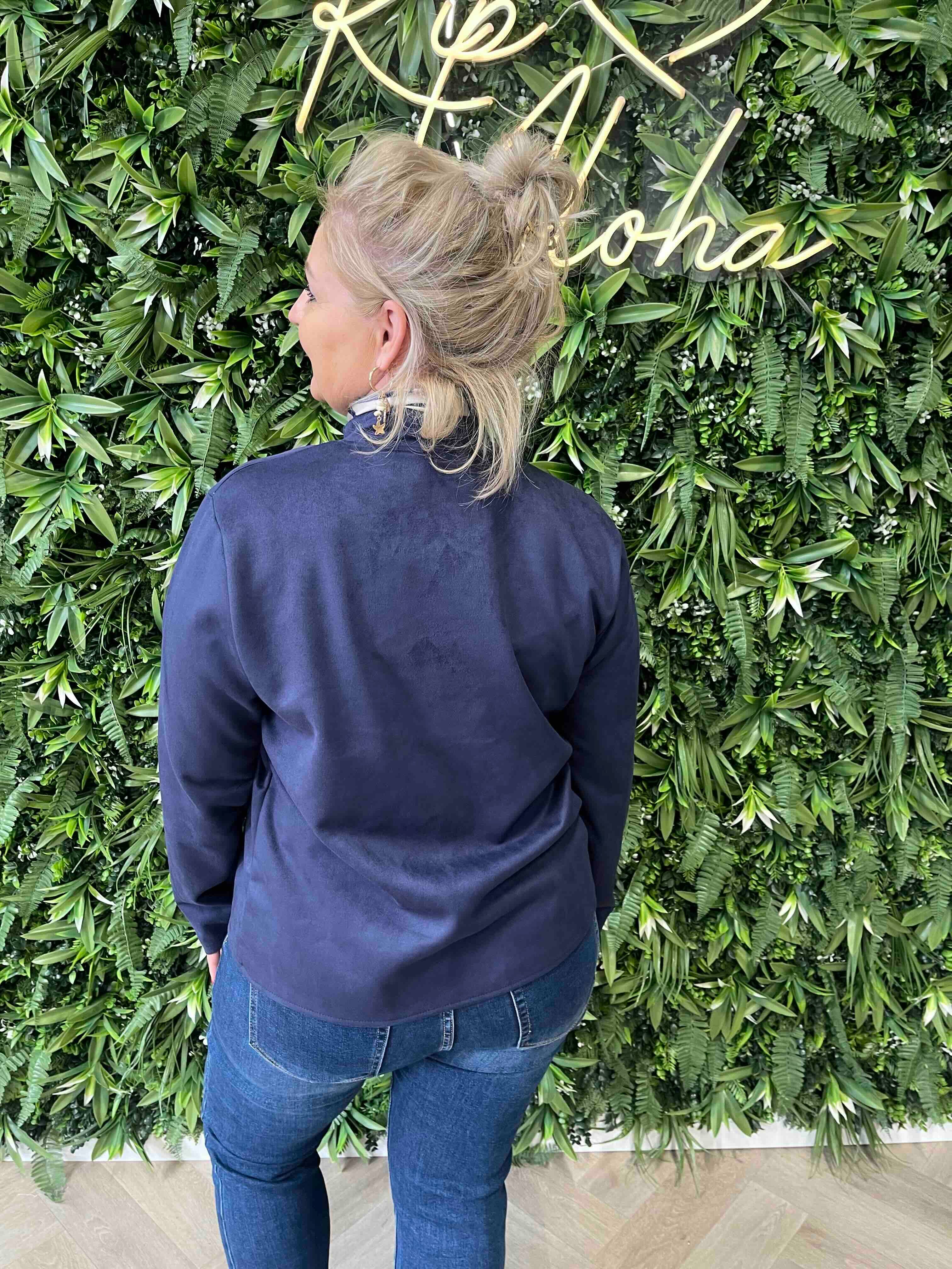 Blazer ronde hals met sierknopen donkerblauw