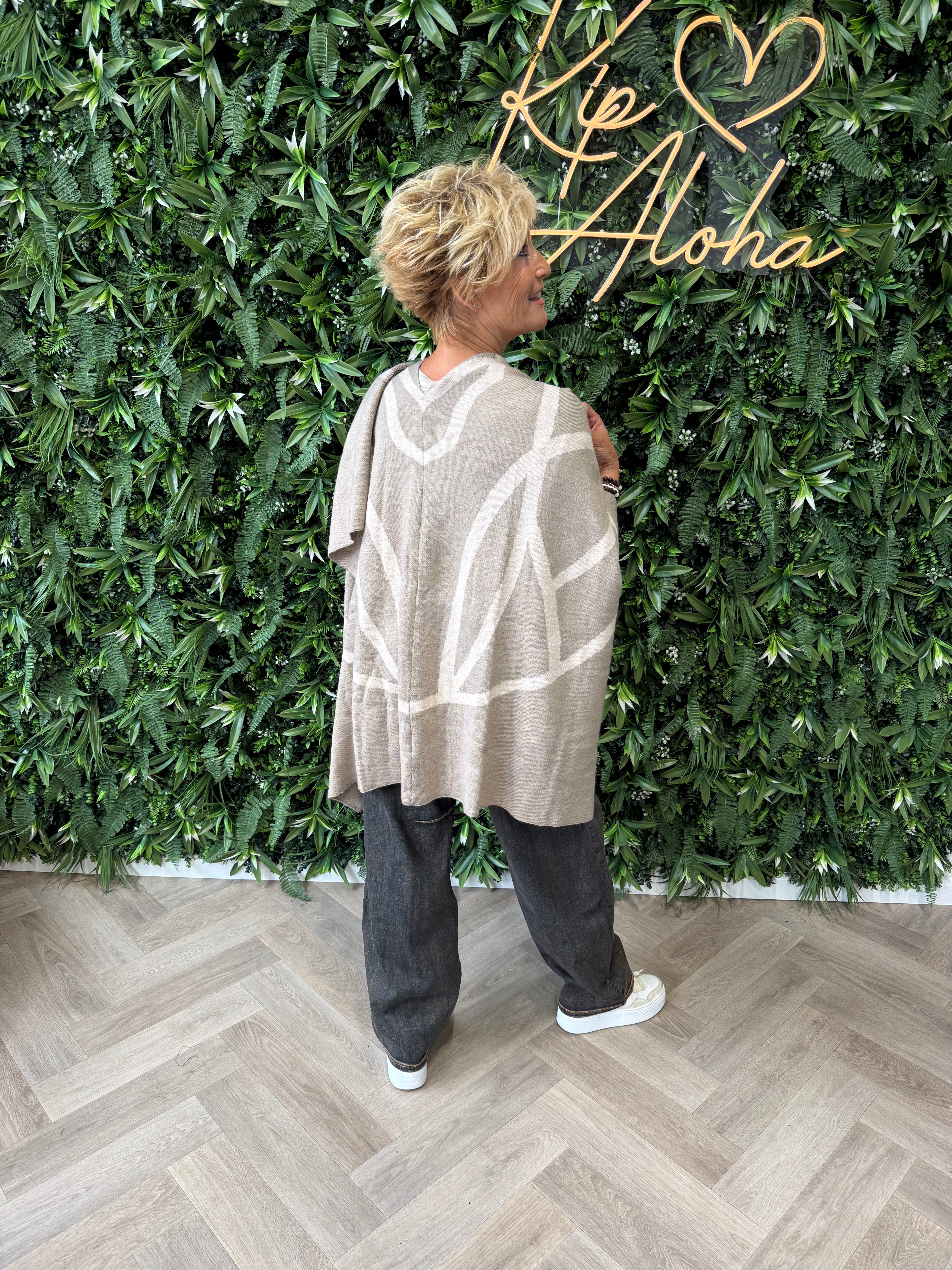Omslagdoek met strepen taupe