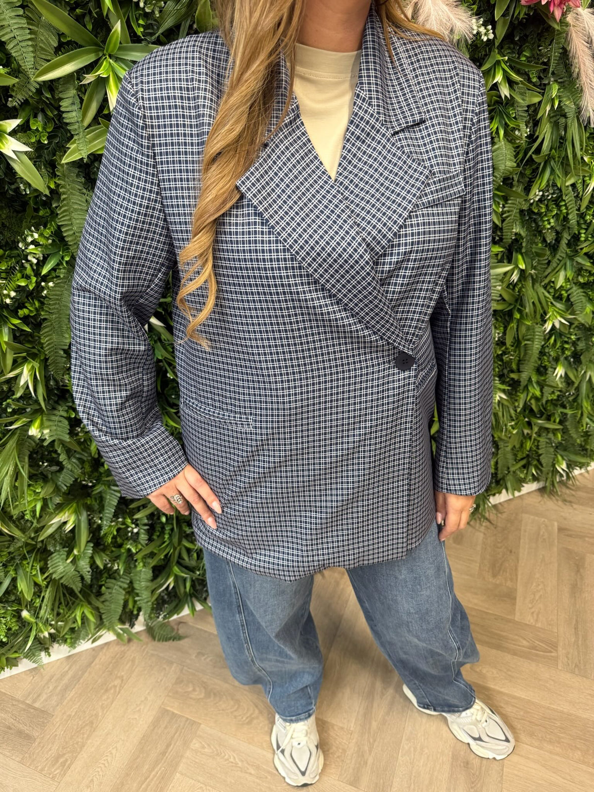 Blazer ruit blauw