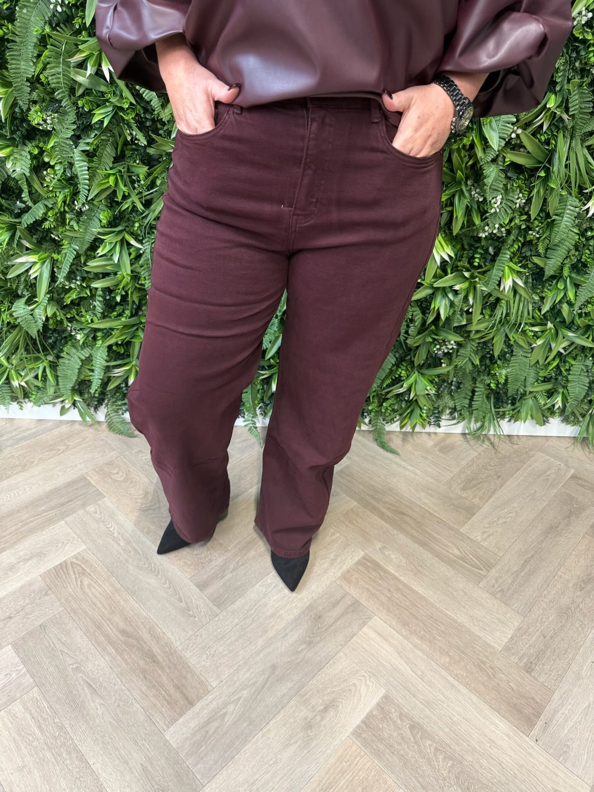Jewelly balloon fit jeans bordeaux