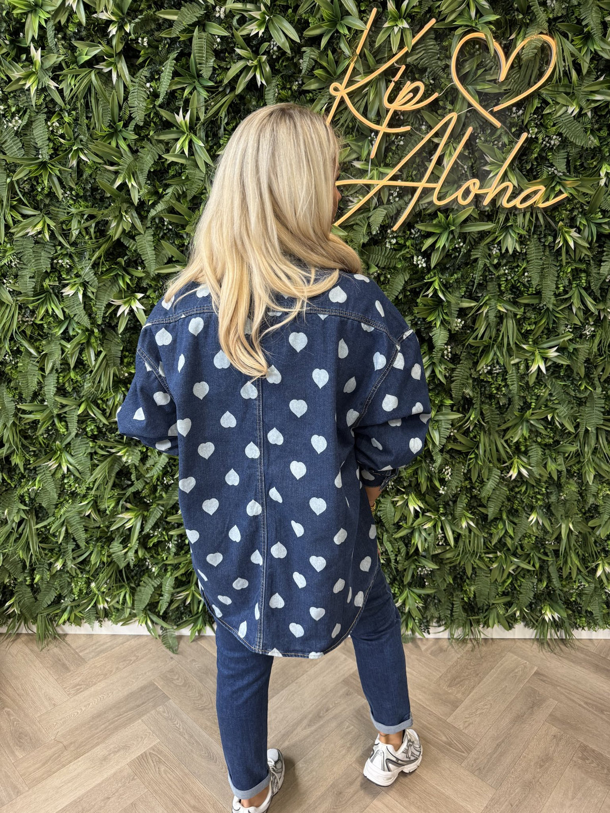Denim blouse hartjes grote knopen blauw