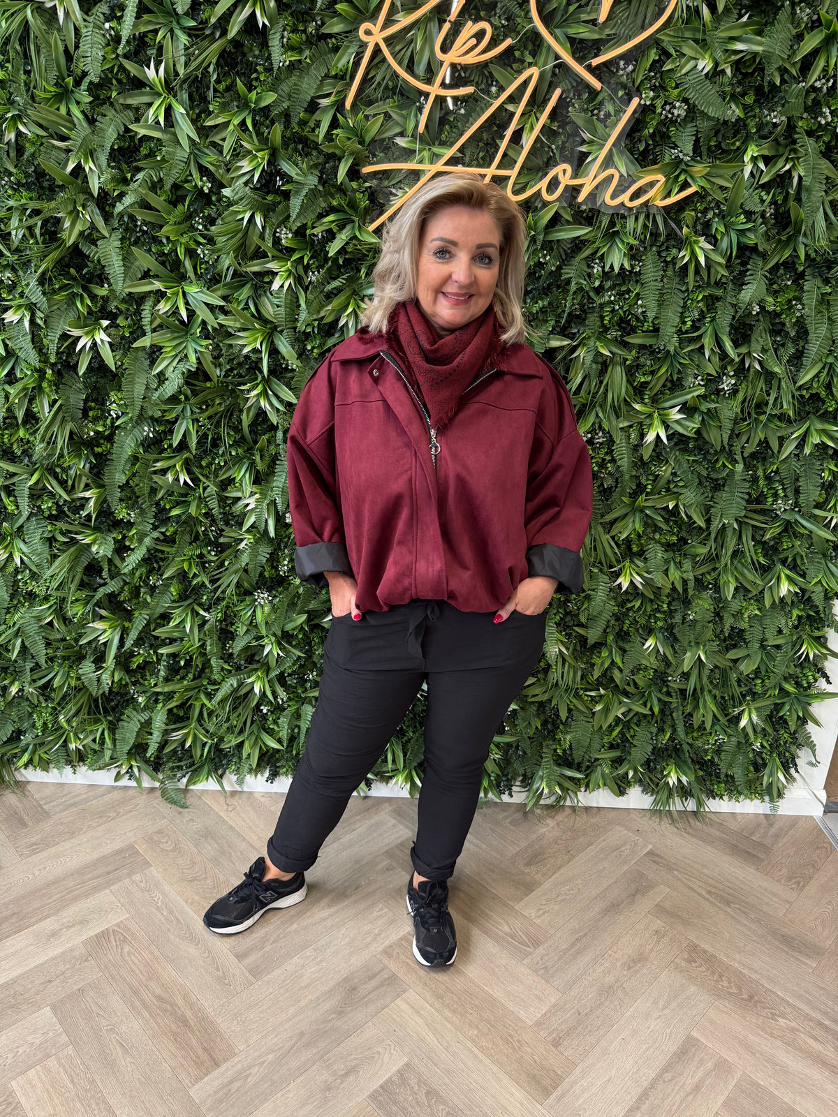 Kort sjaaltje gebreid paisley print bordeaux