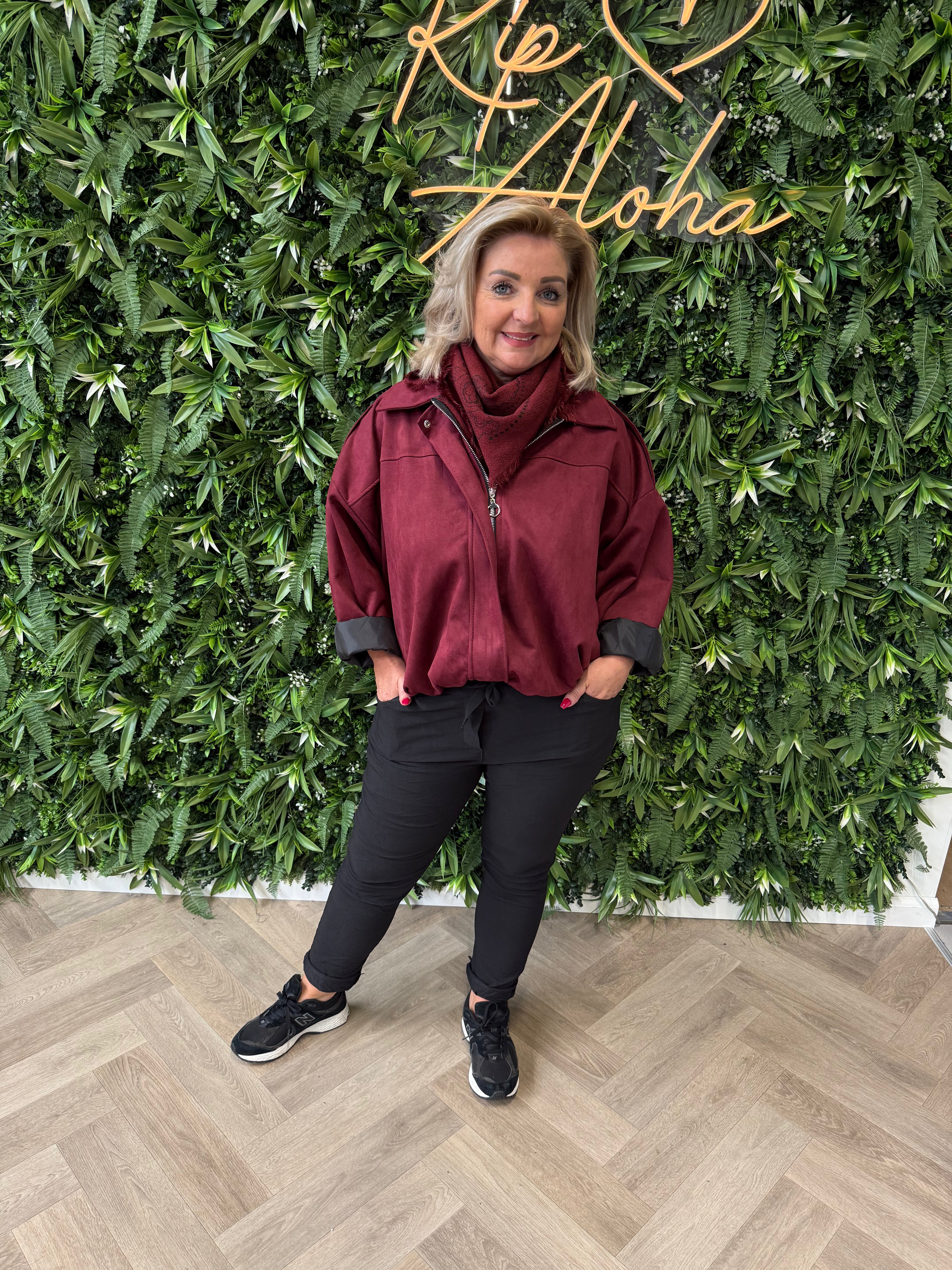 Kort sjaaltje gebreid paisley print bordeaux