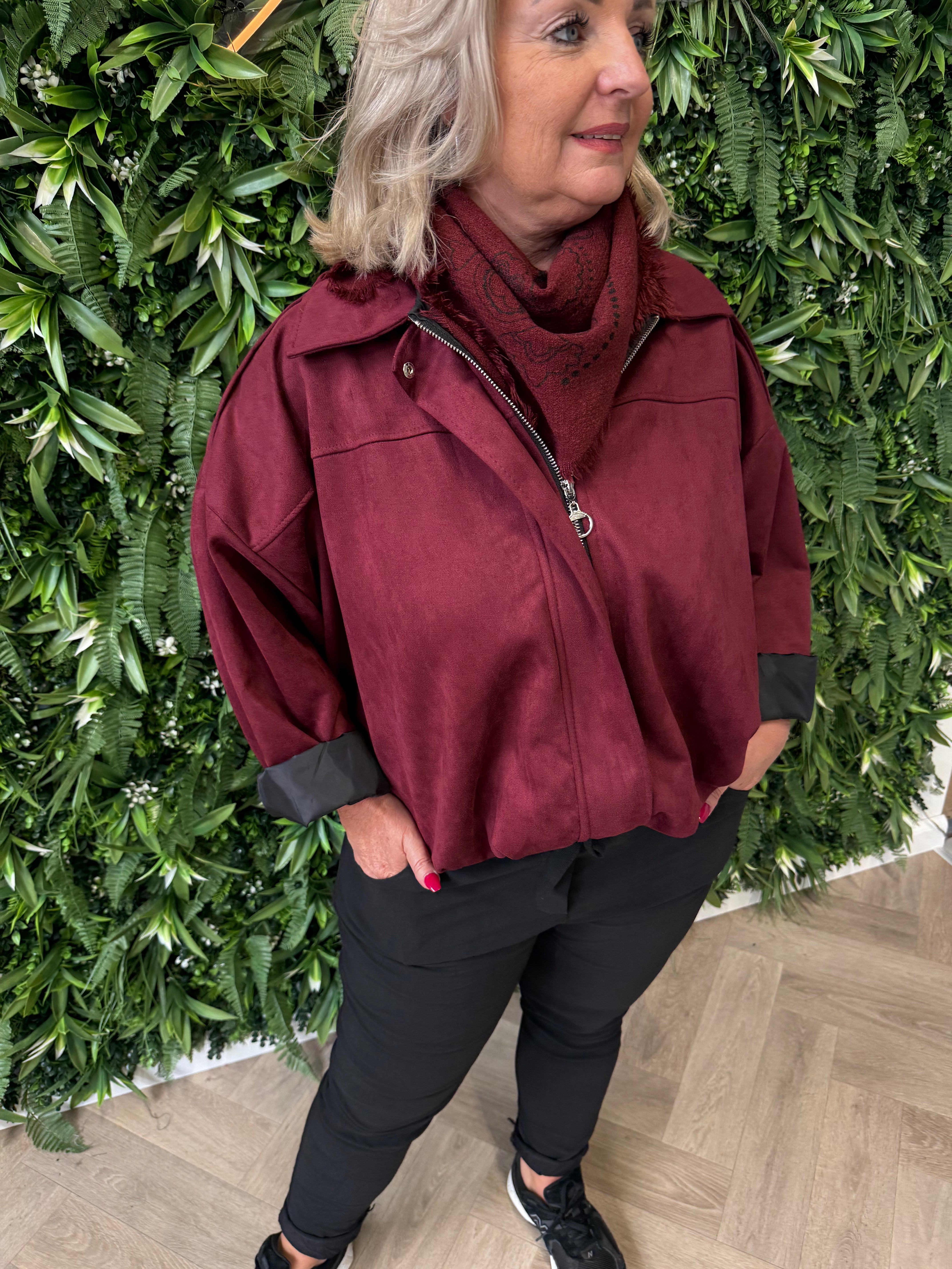 Kort sjaaltje gebreid paisley print bordeaux