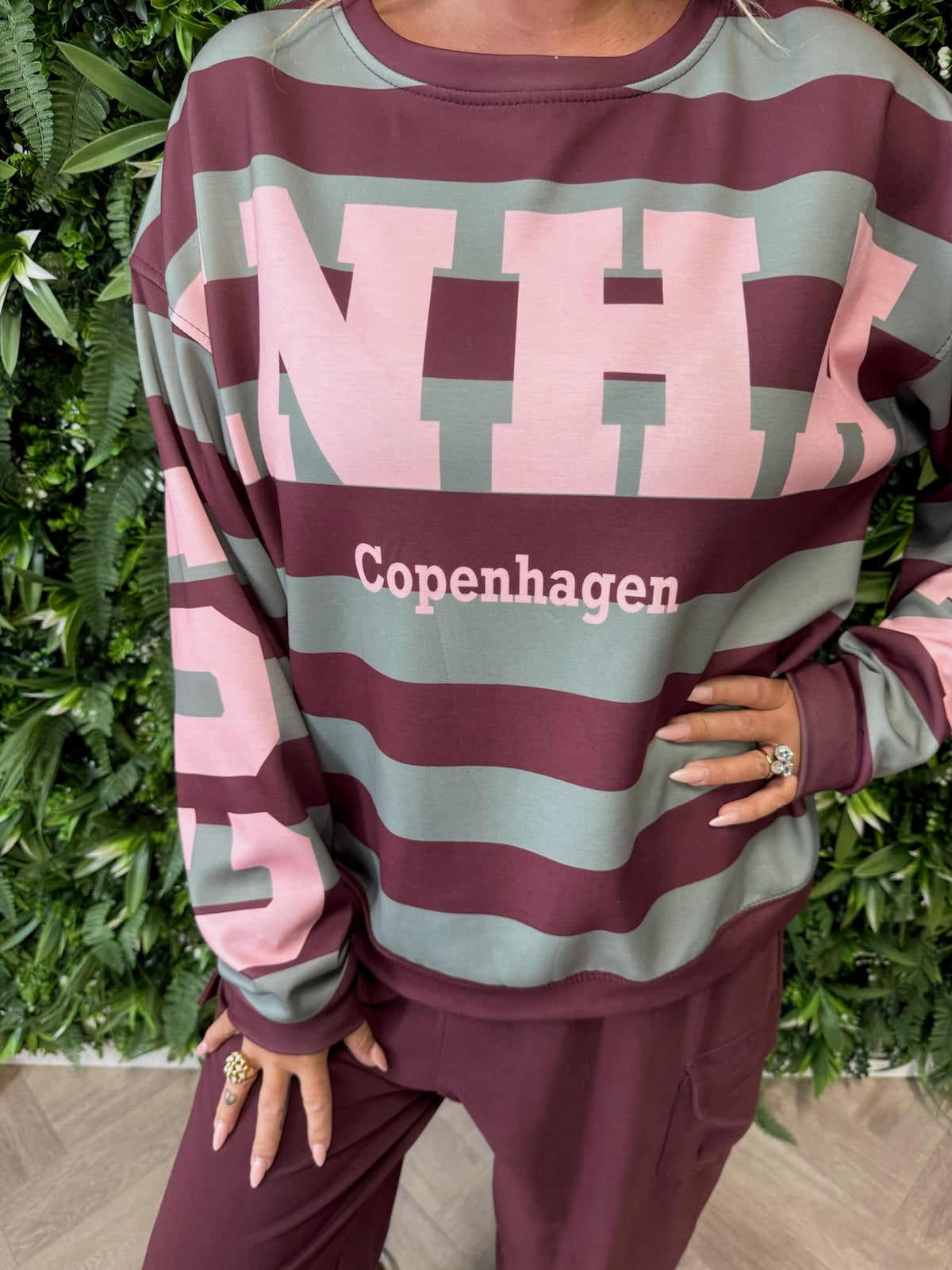 Trui Copenhagen gestreept olijfgroen
