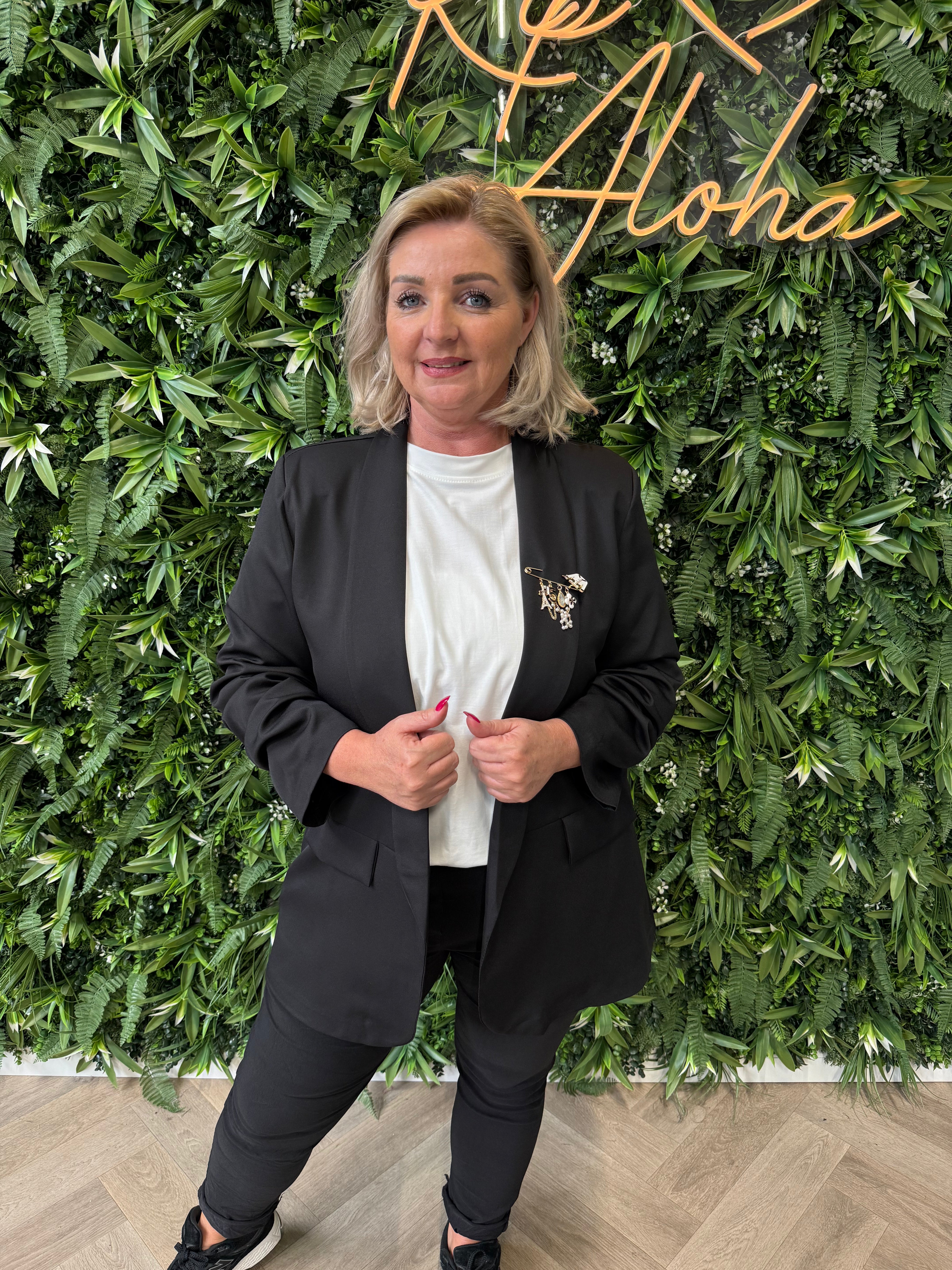 Blazer uni ophaalmouwen zwart