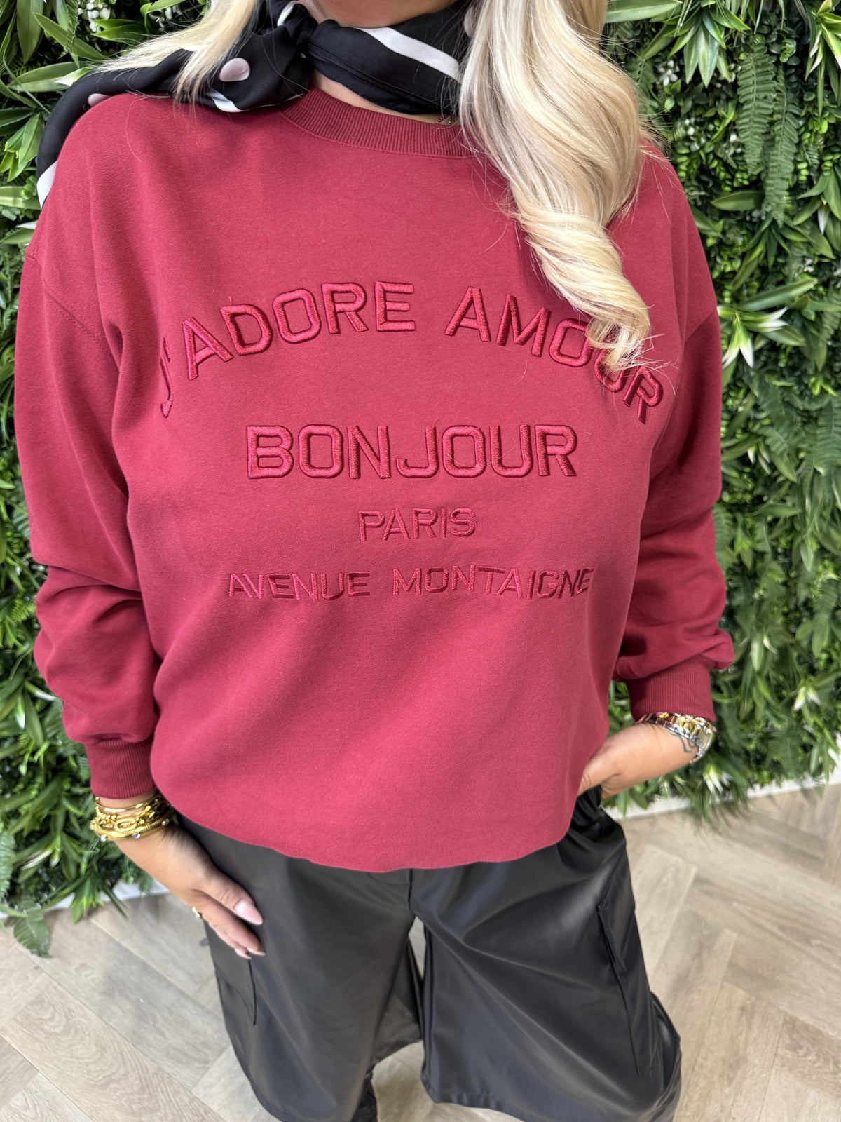 Trui bonjour rood
