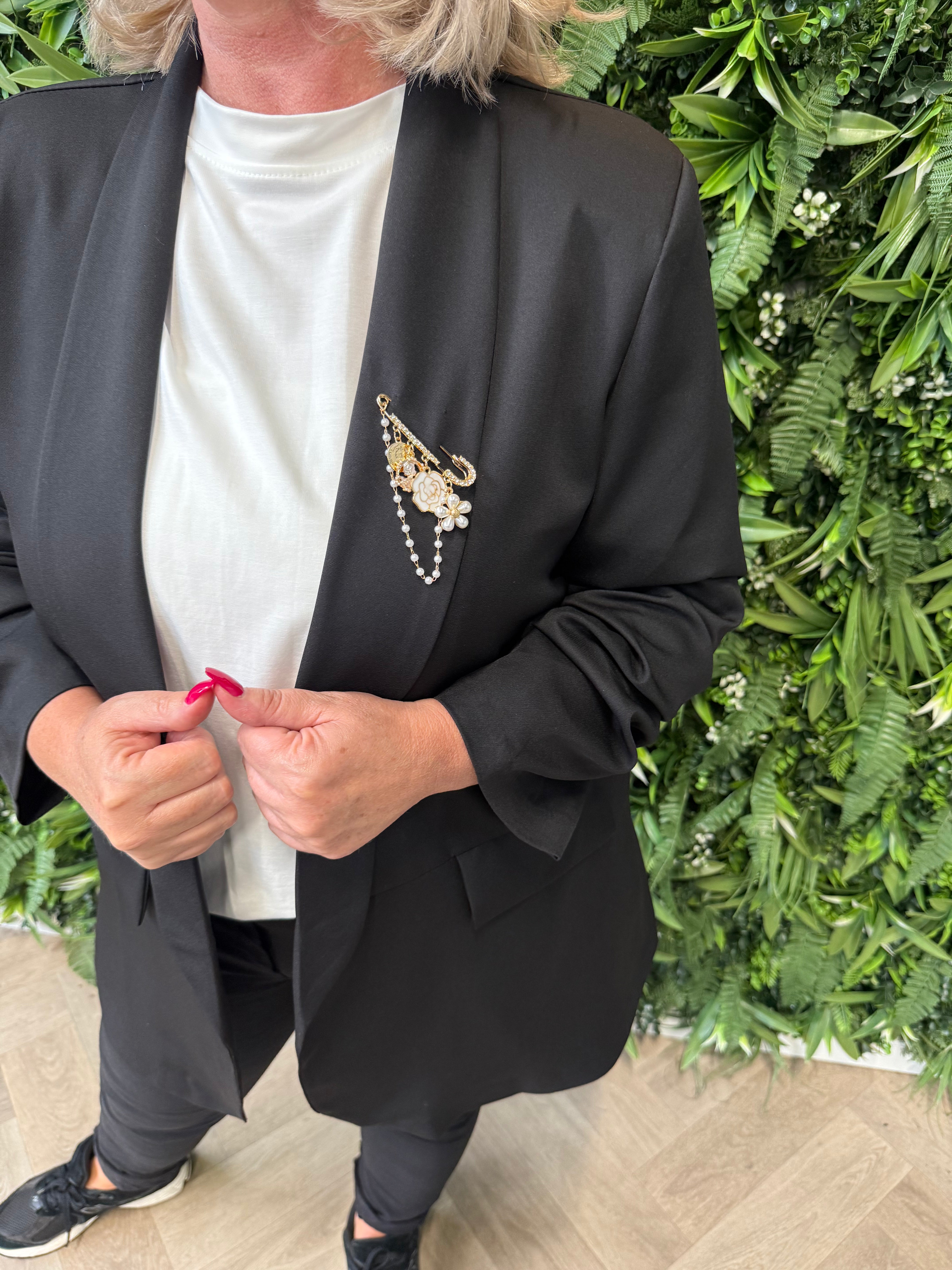 Blazer uni ophaalmouwen zwart