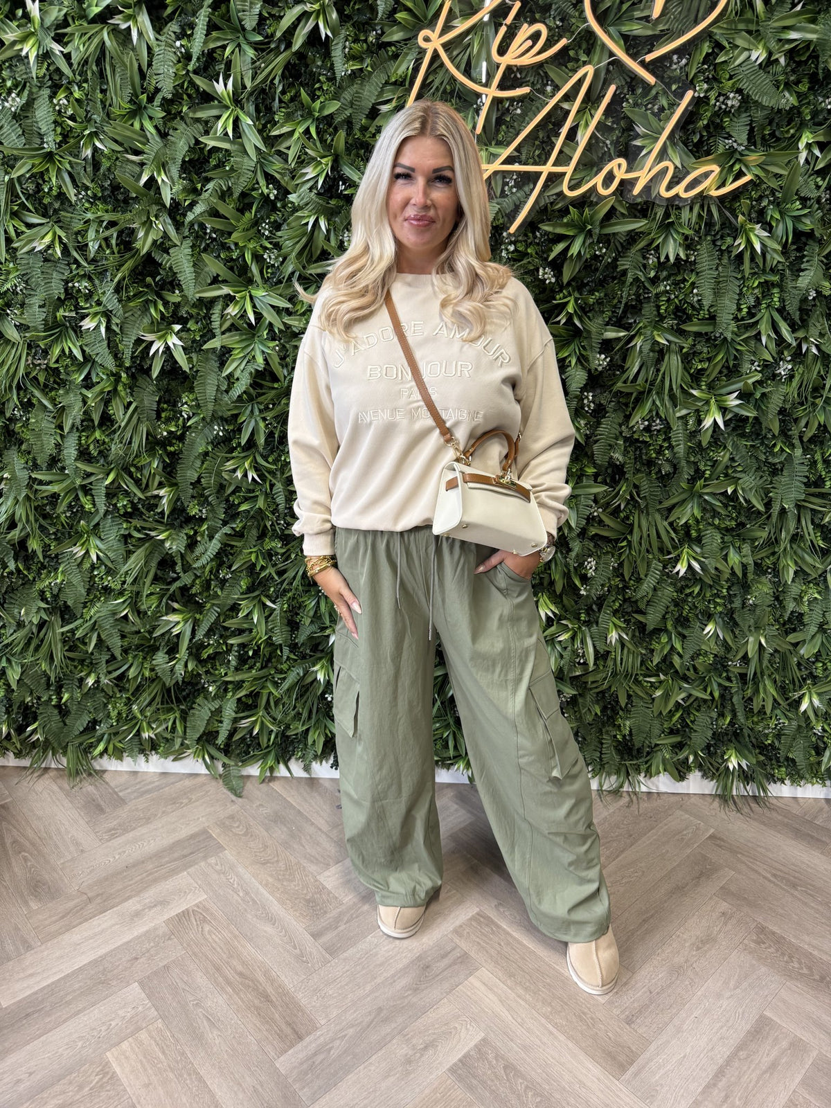 Trui bonjour beige
