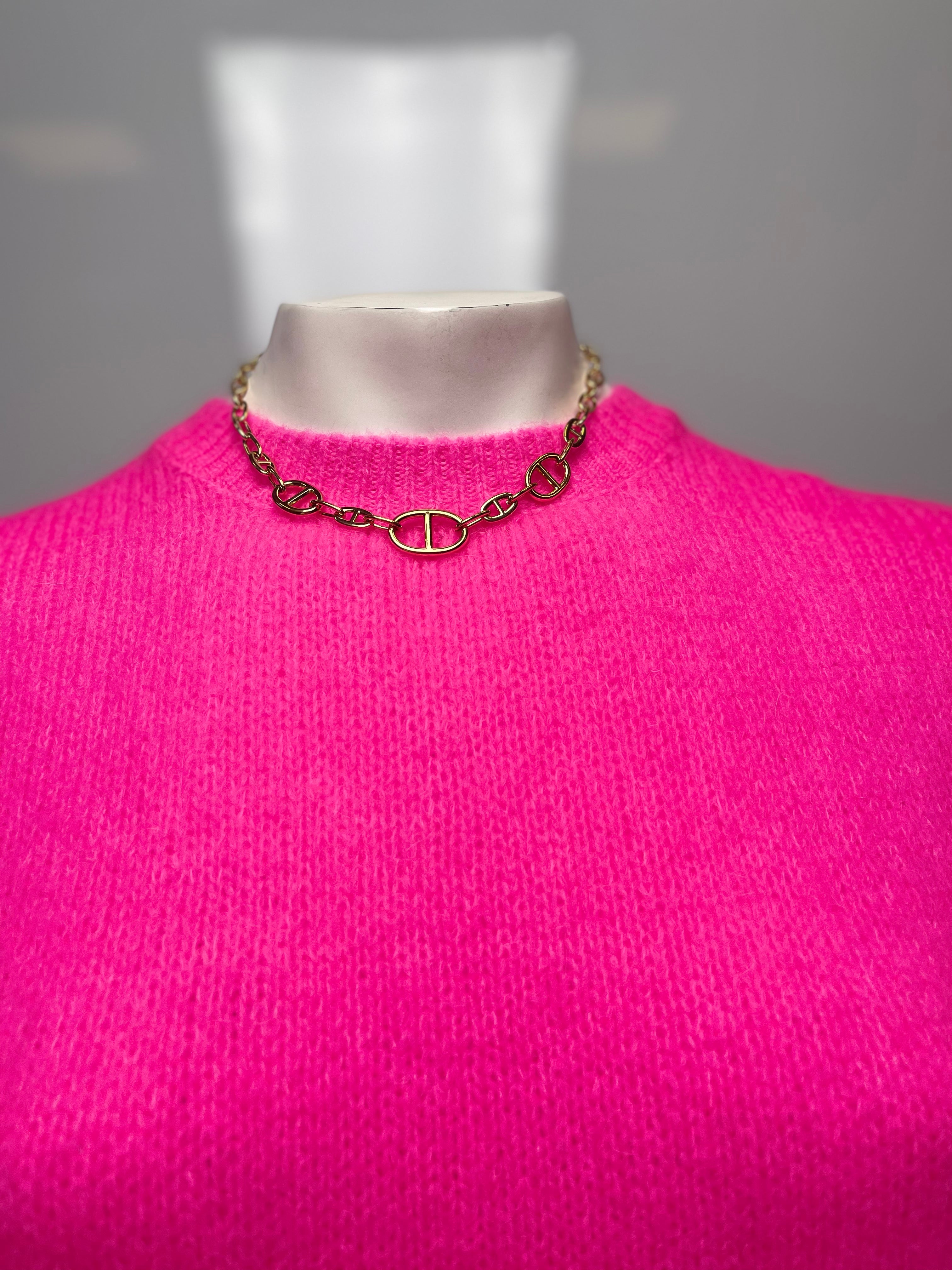 Ketting kort grote schakel goud