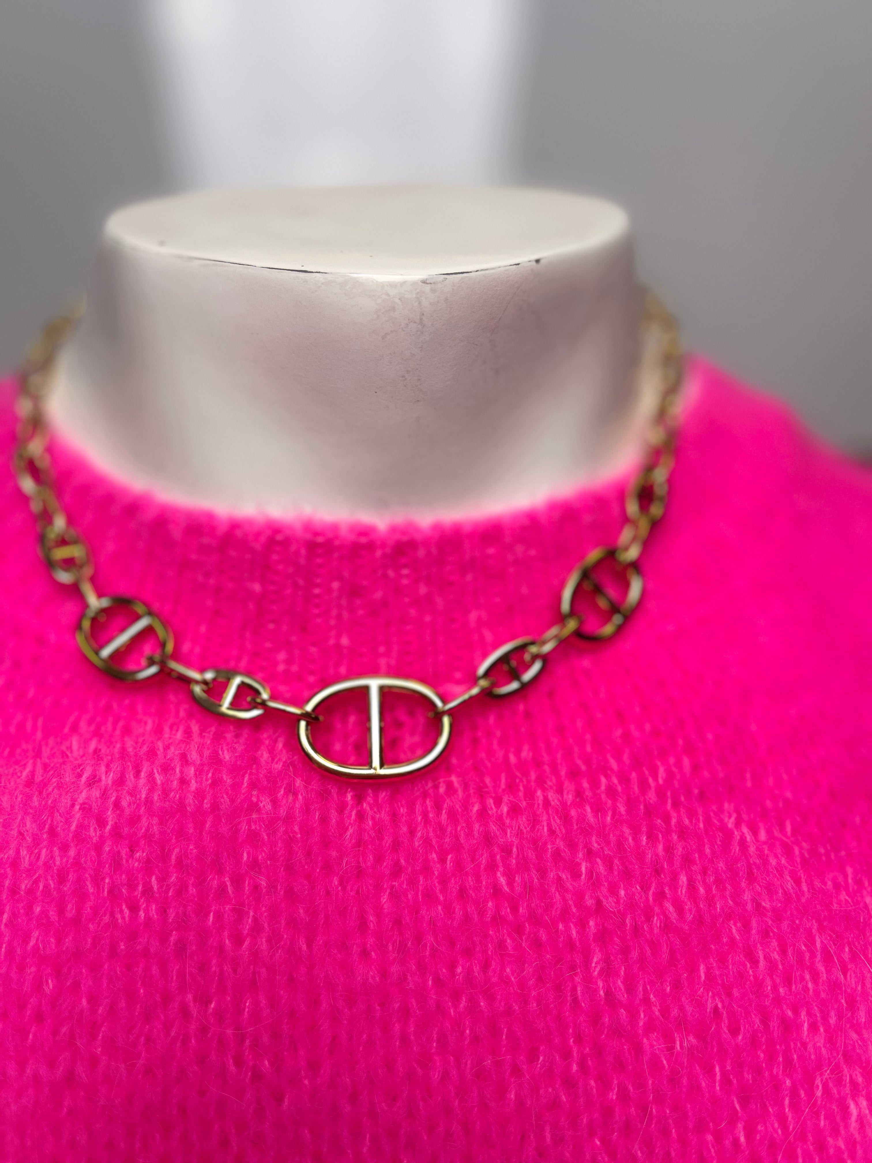 Ketting kort grote schakel goud
