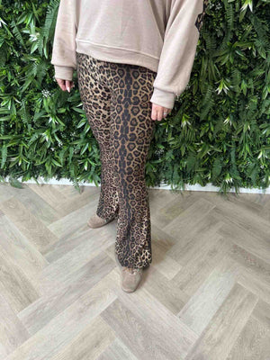 Legging flair panterprint bruin
