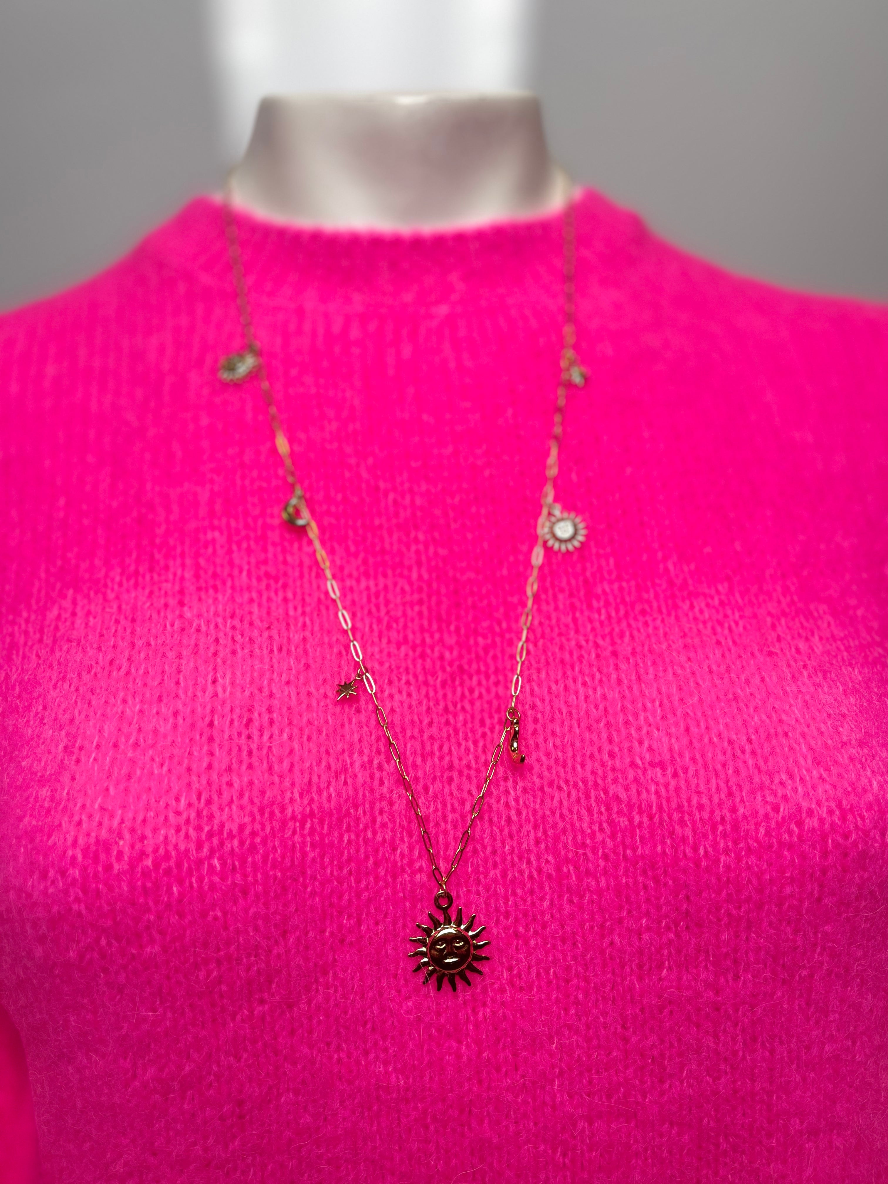 Ketting zon/ster/maan goud